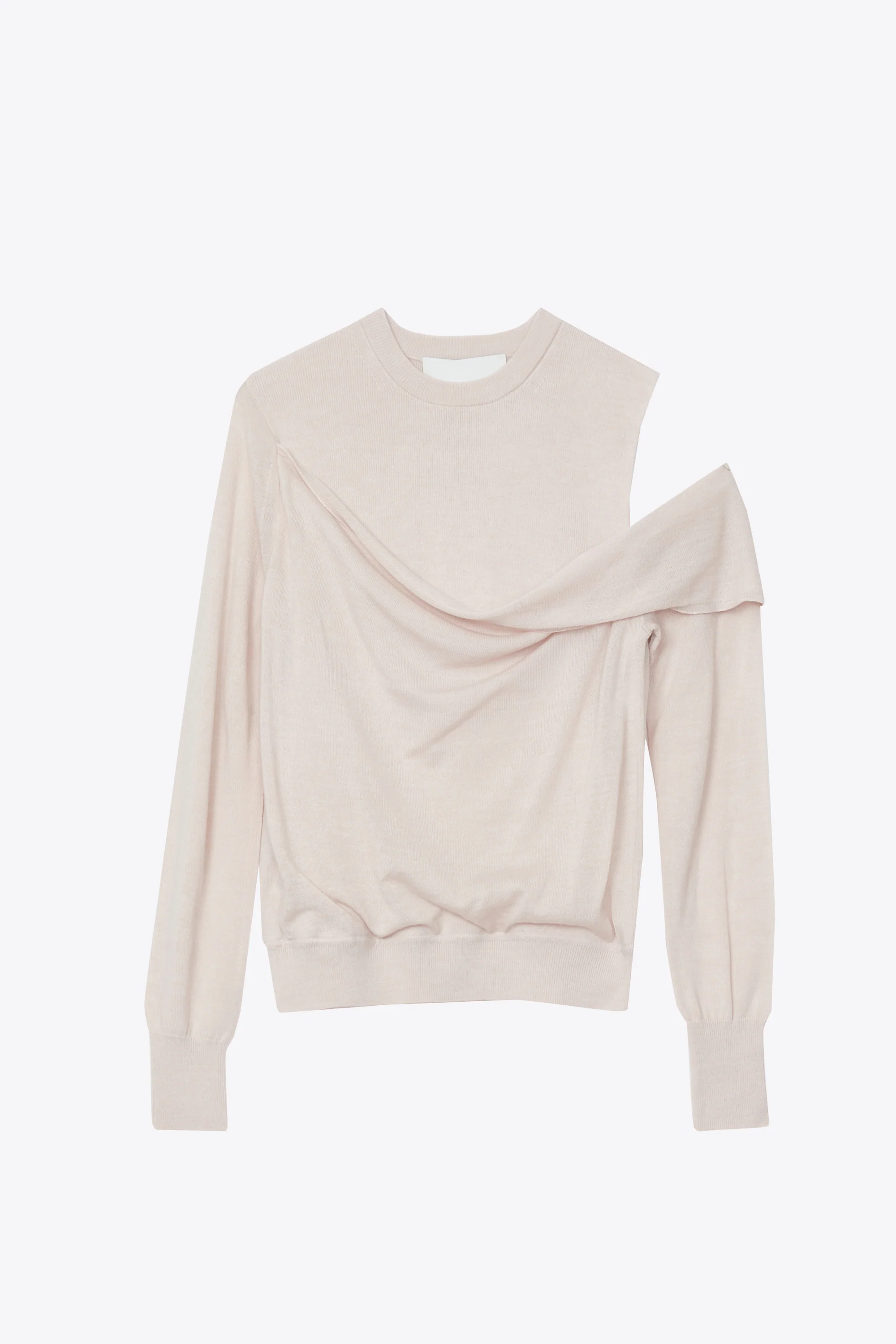 Long Sleeve Draped Fallen Shoulder Wool Pullover