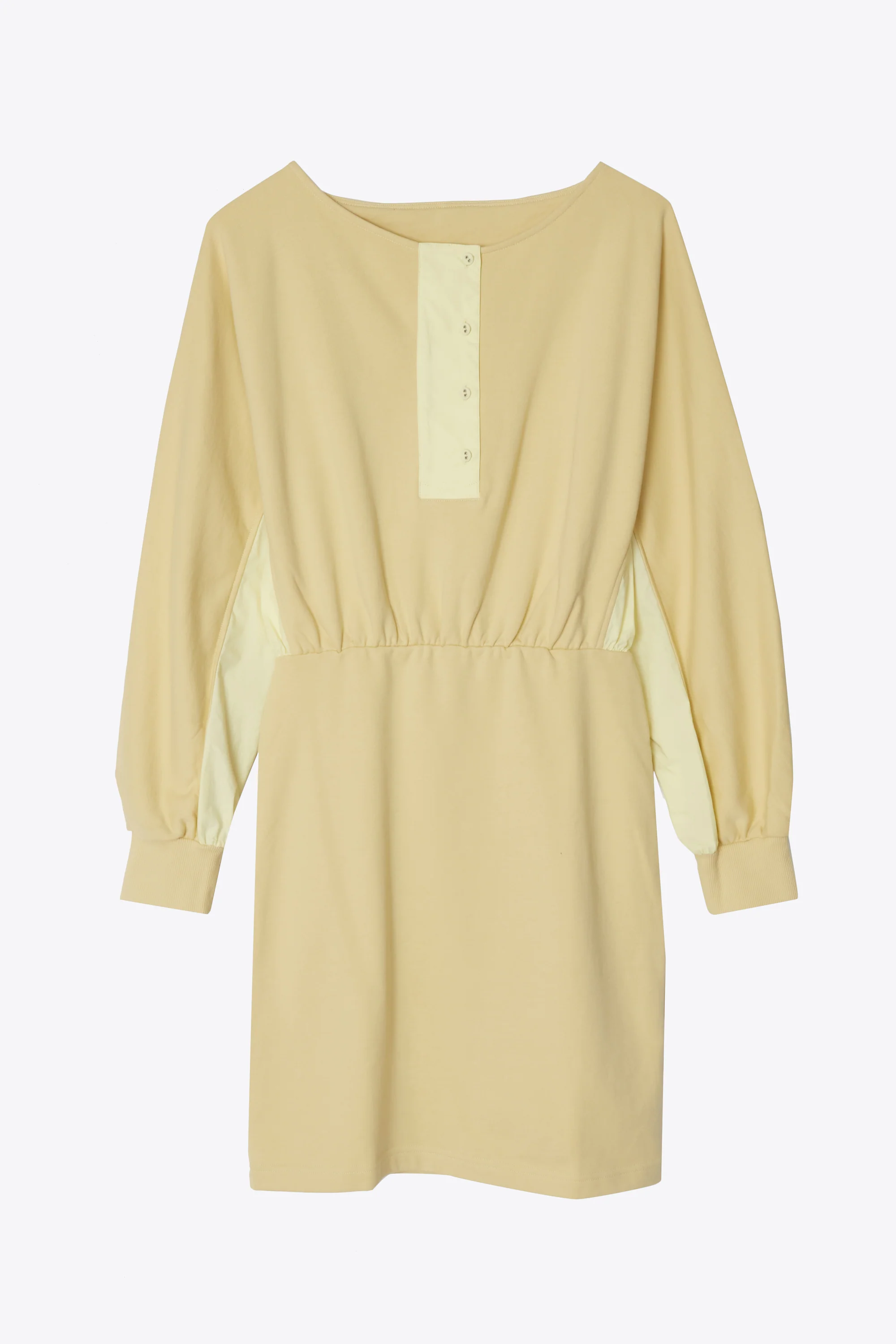 Long Sleeve French Terry Combo Henley Mini Dress