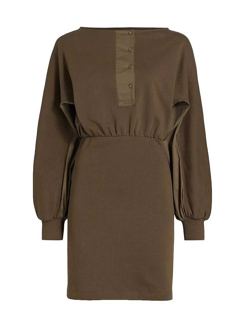 Long Sleeve French Terry Combo Henley Mini Dress - Image 2