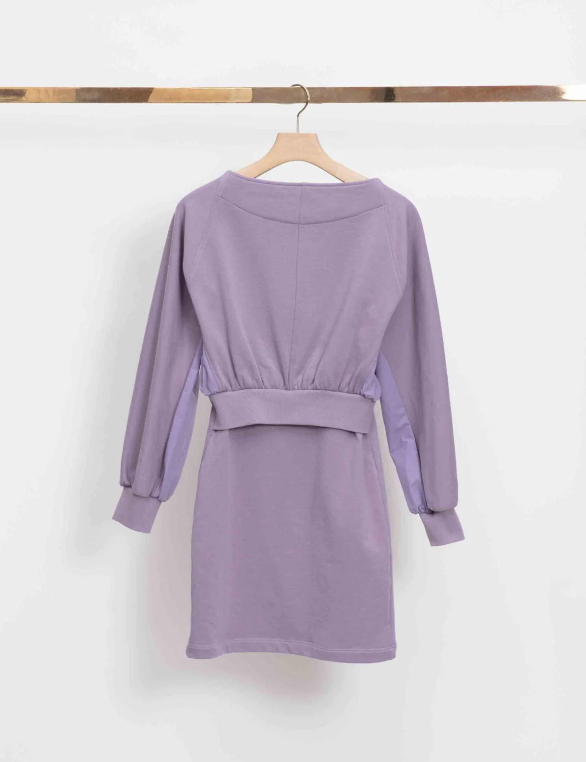 Long Sleeve French Terry Combo Henley Mini Dress - Image 3