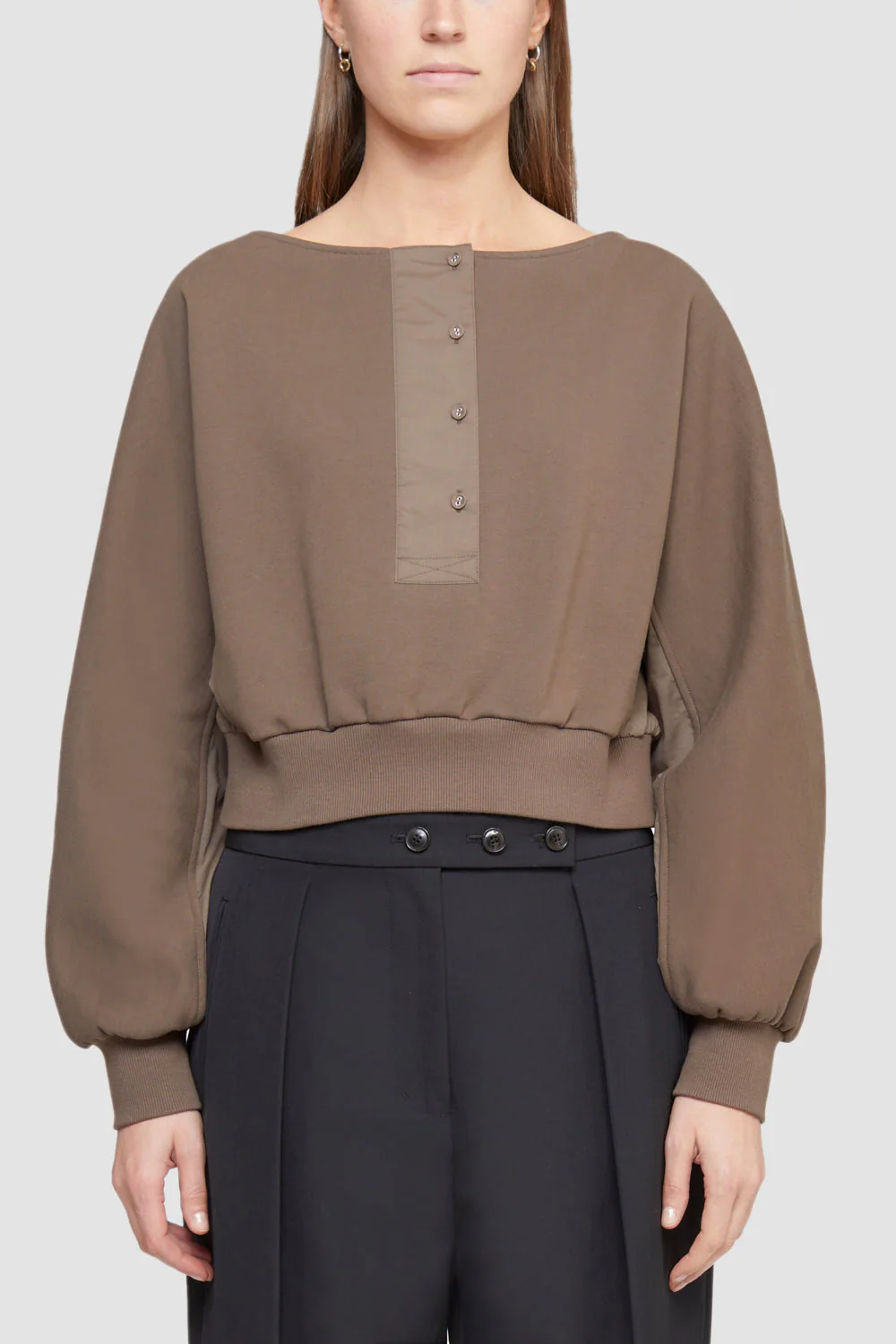 Long Sleeve French Terry Combo Henley Pullover - Image 3