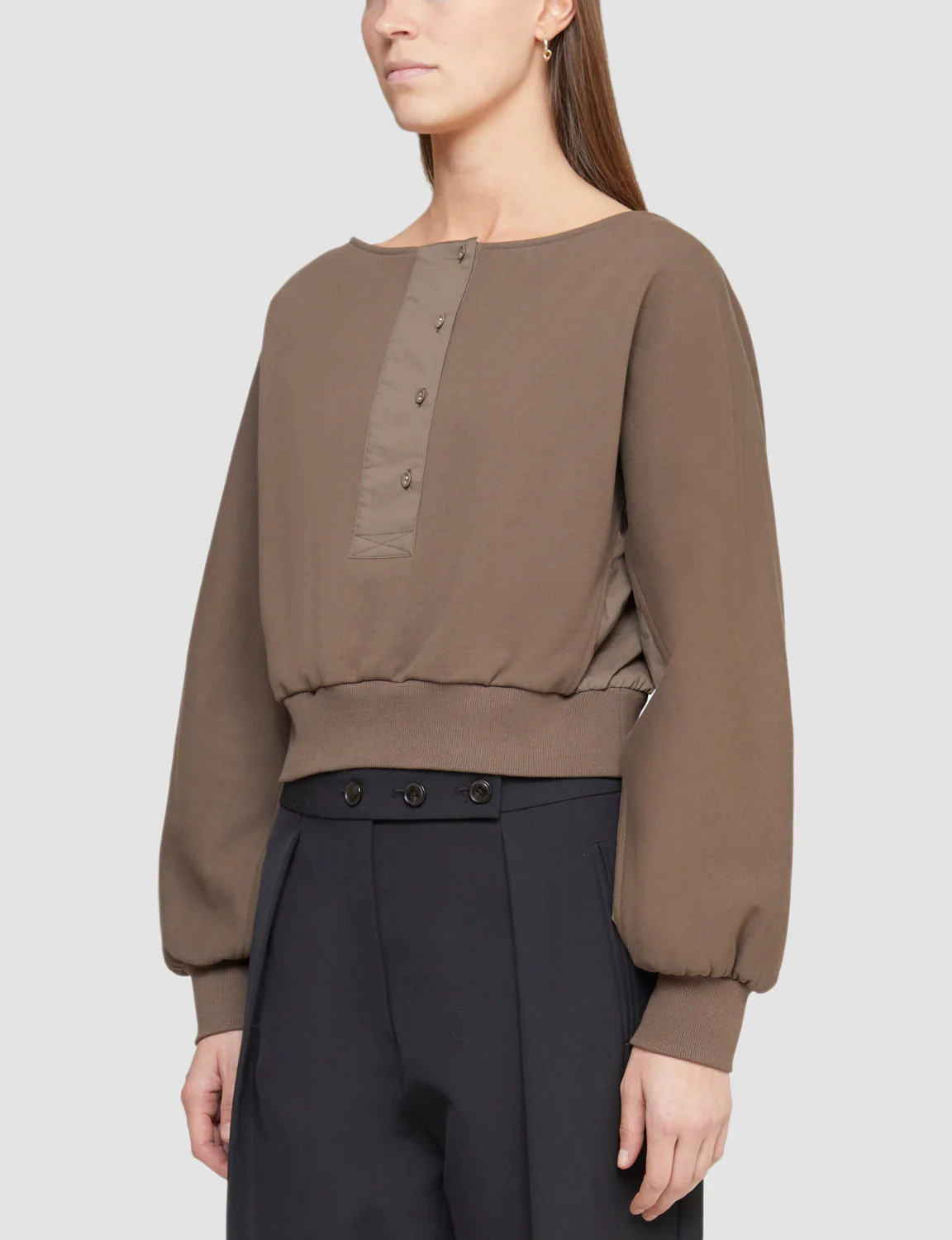 Long Sleeve French Terry Combo Henley Pullover - Image 4