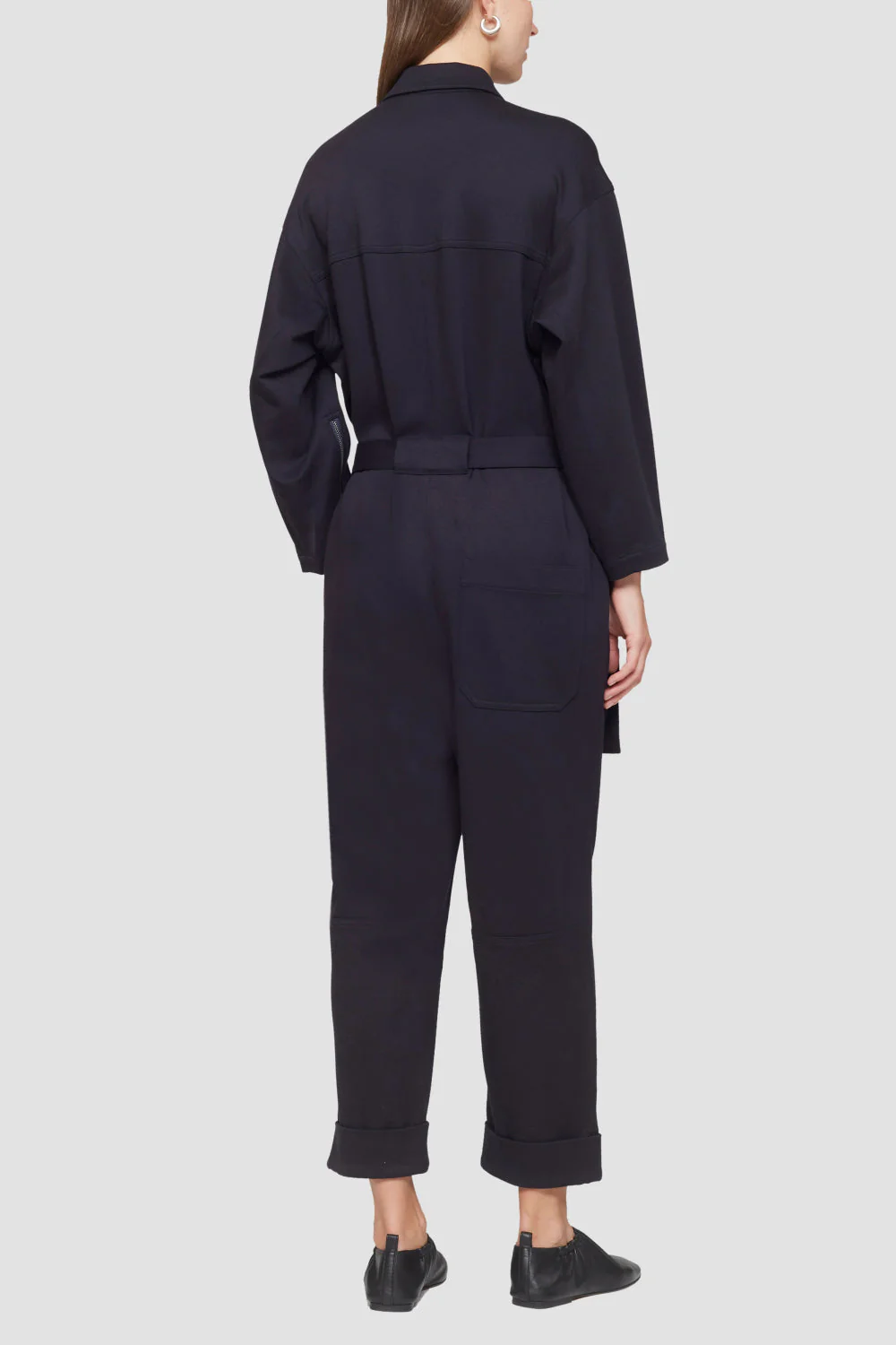 Long Sleeve Knit Twill Utility Jumpsuit - Image 5