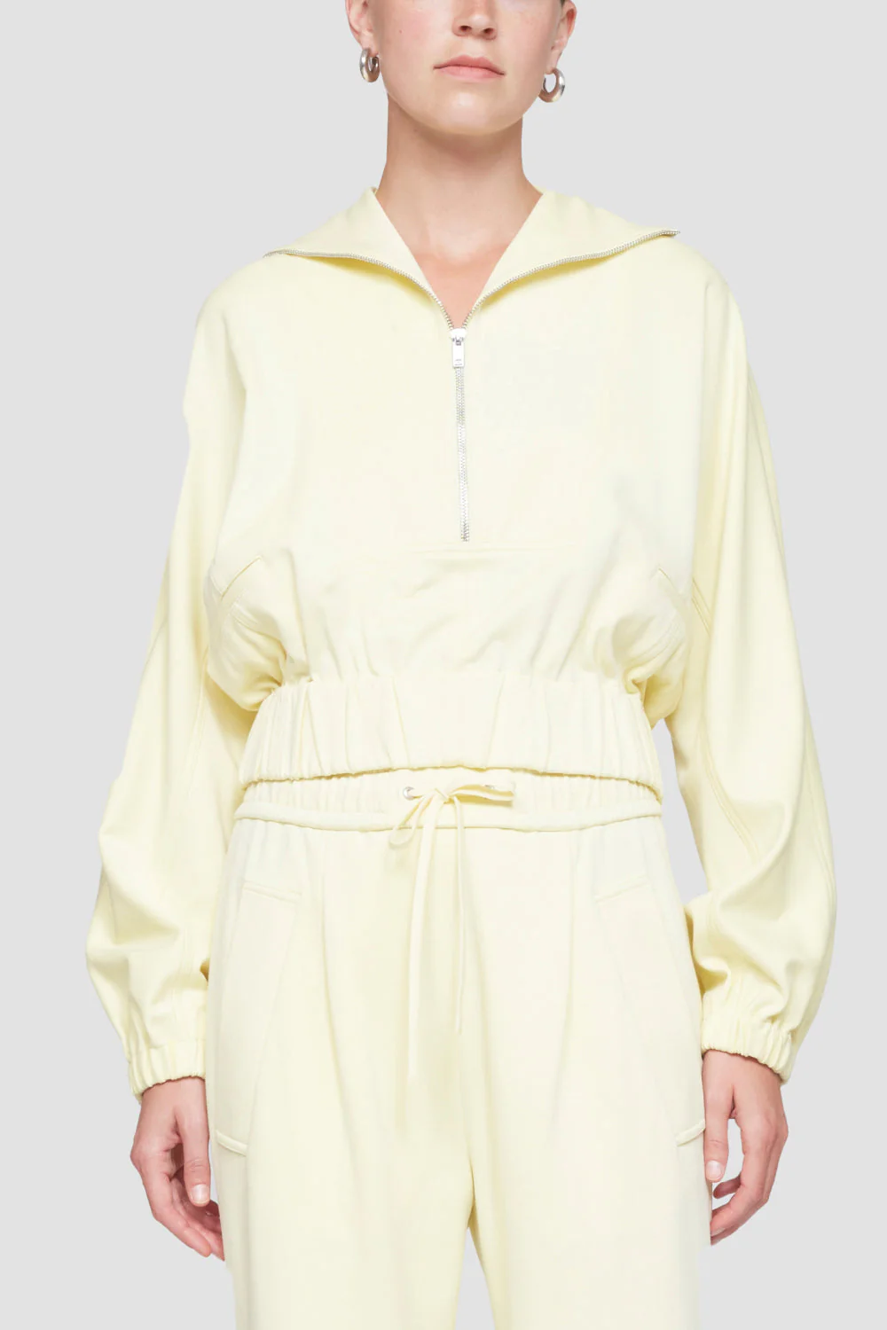 Ls Knit Twill Zip-Up Top - Image 2