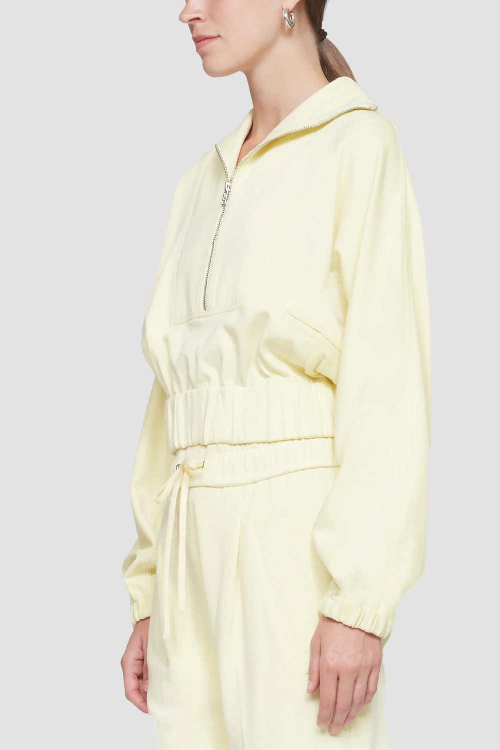 Ls Knit Twill Zip-Up Top - Image 3