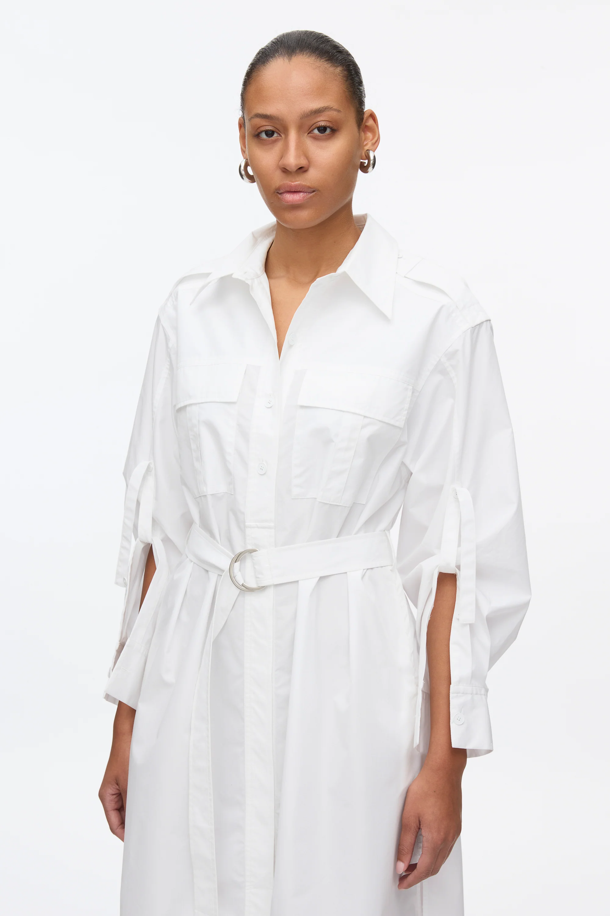 Poplin Utility Midi Shirt Dress - Image 2