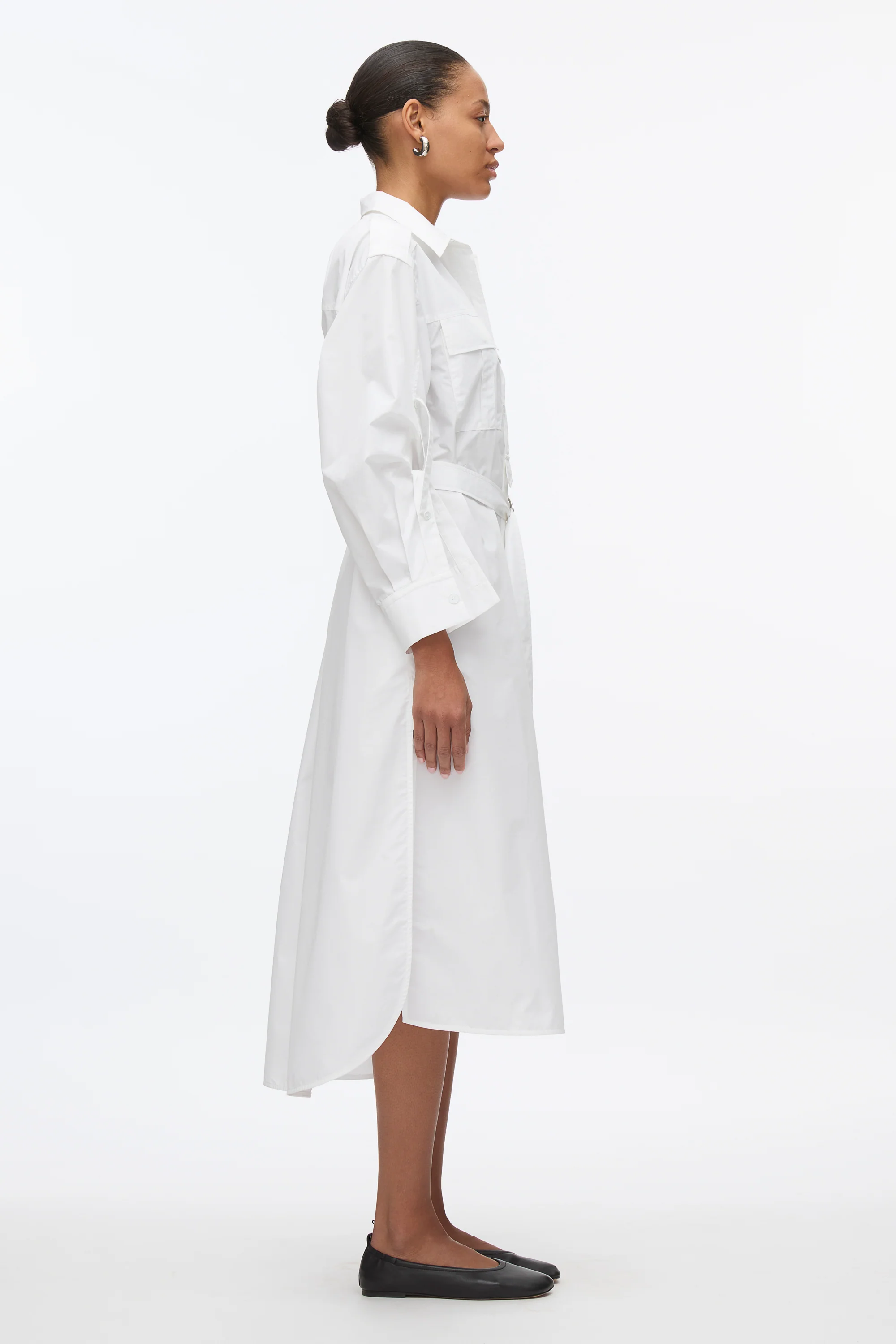 Poplin Utility Midi Shirt Dress - Image 3