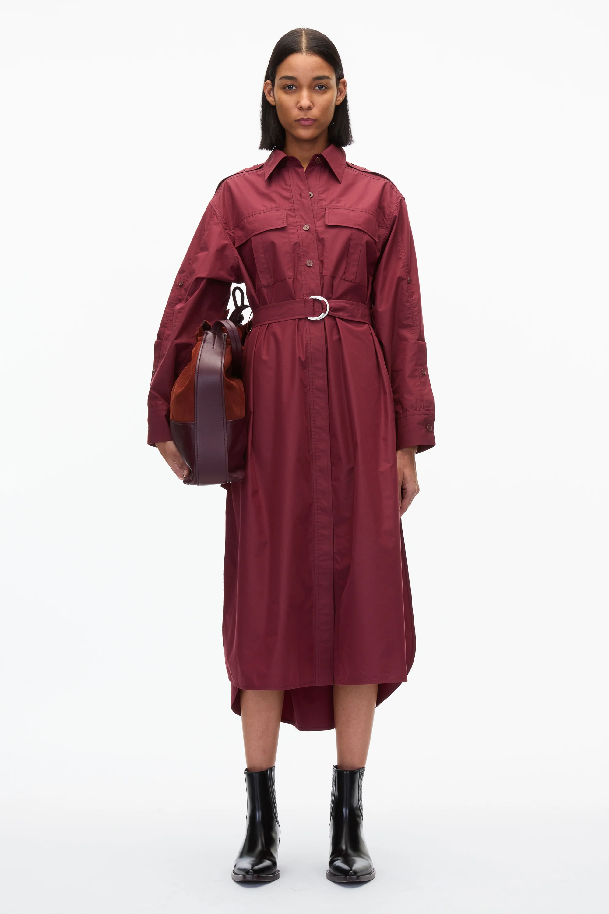 Poplin Utility Midi Shirt Dress - Image 5