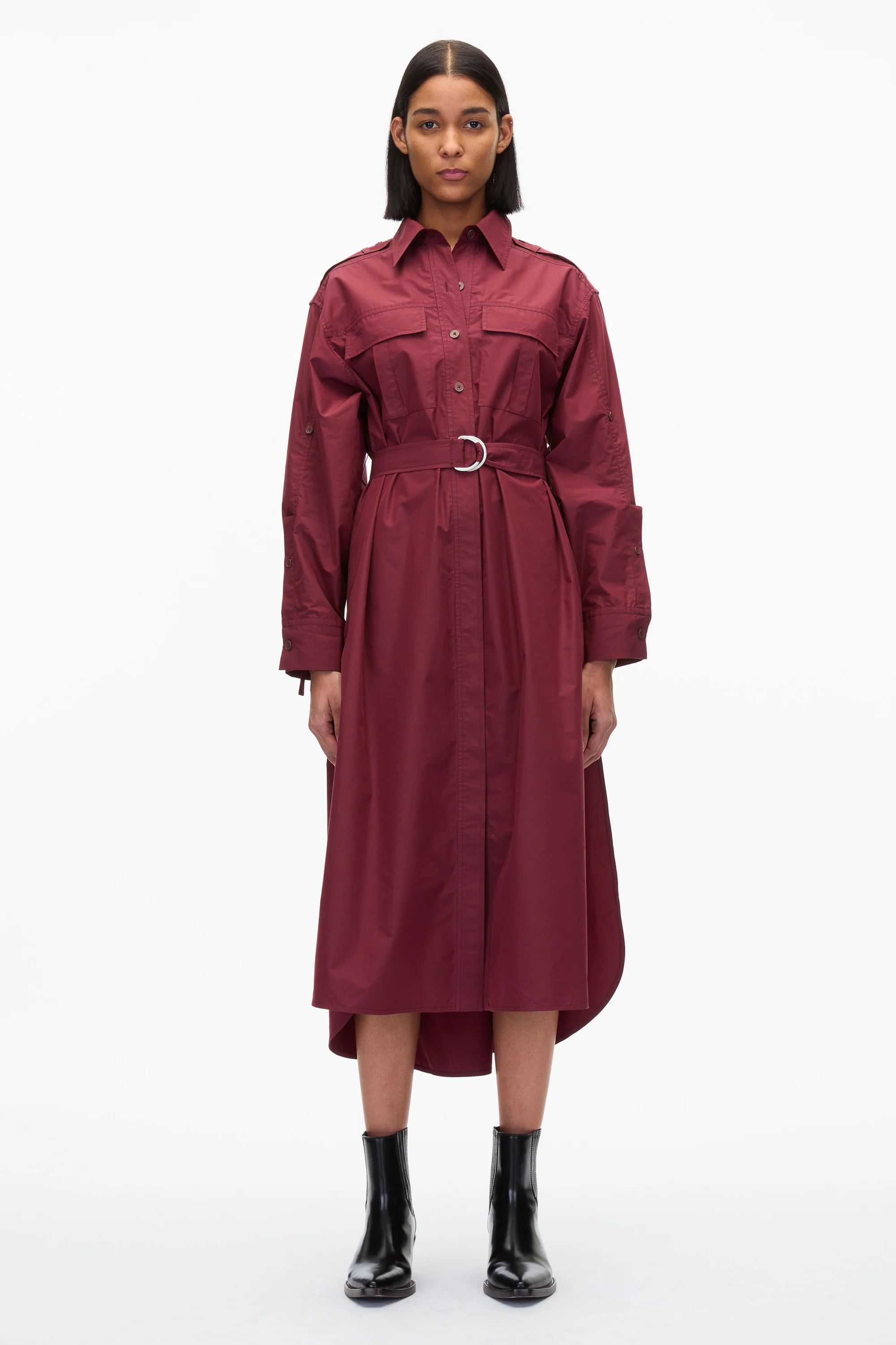 Poplin Utility Midi Shirt Dress - Image 7