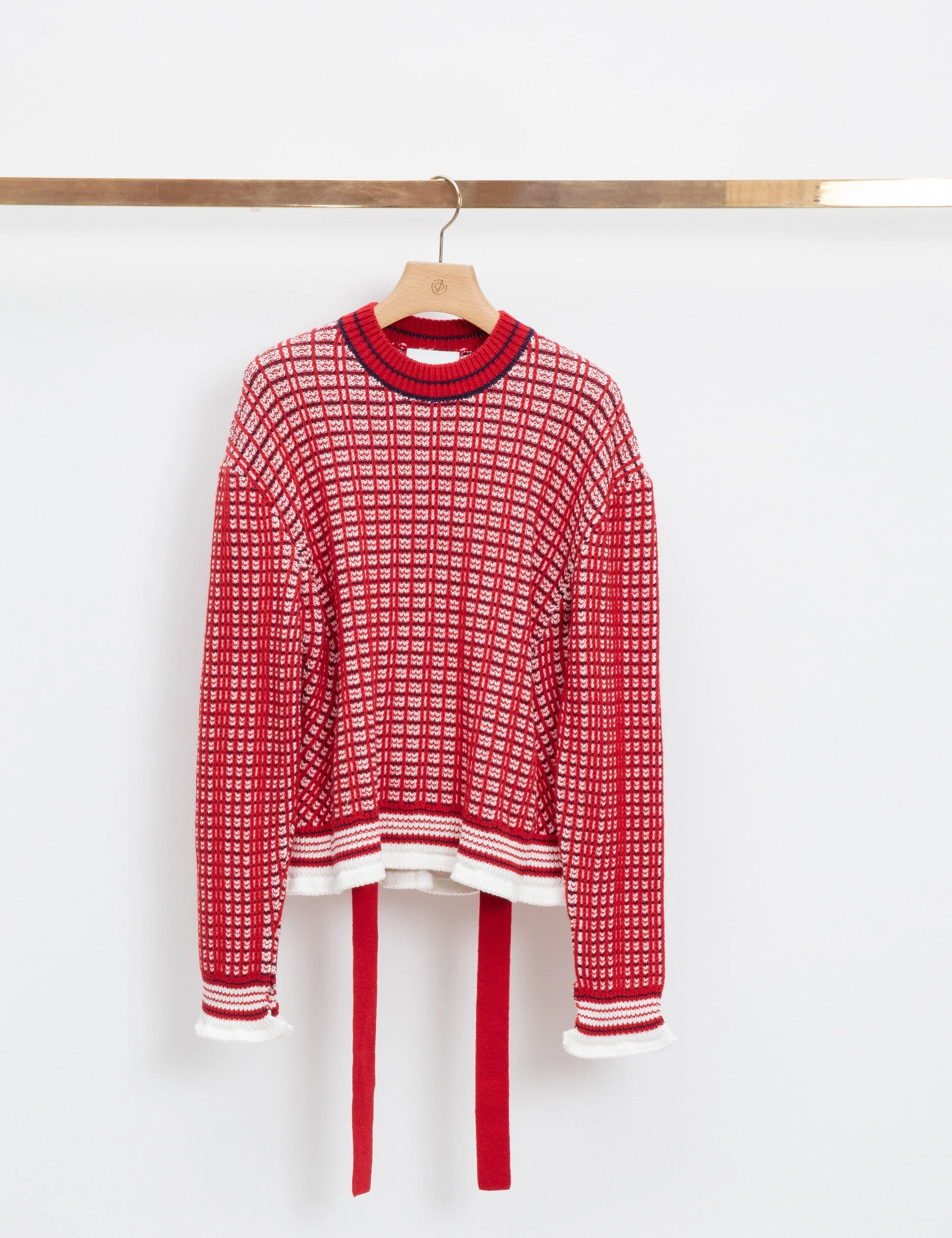 Long Sleeve Plaid Jacquard Pullover - Image 3