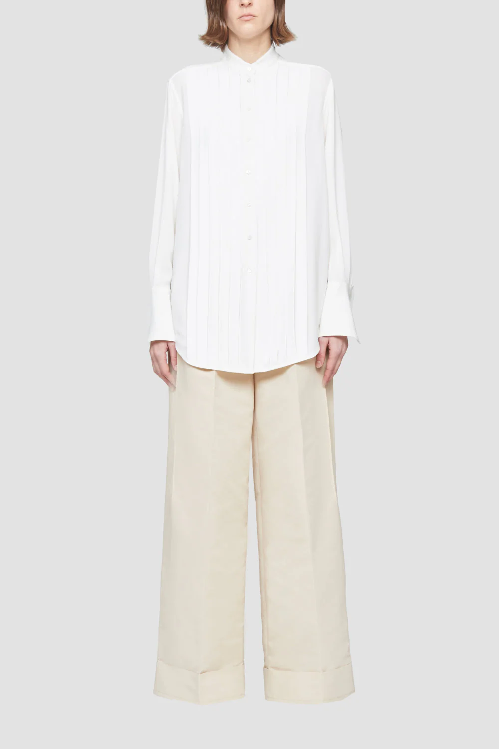 Long Sleeve Pleated Button-Up Shirt - Image 2
