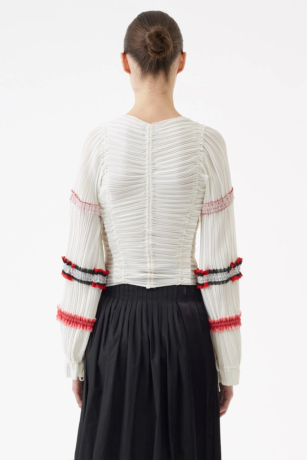 Long Sleeve Pleated Top With Gathered Details