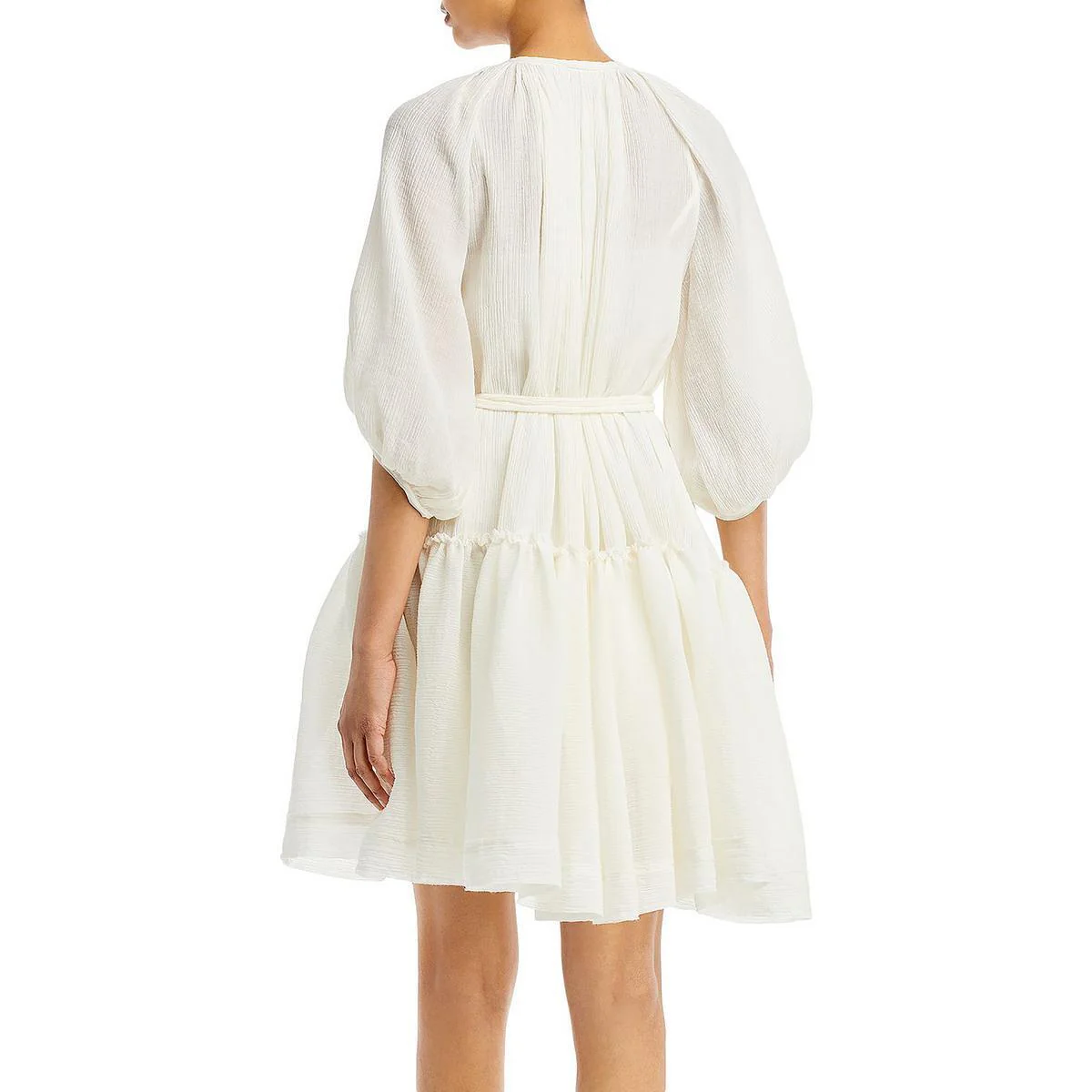 Long Sleeve Plisse Voile Wrap Dress - Image 6