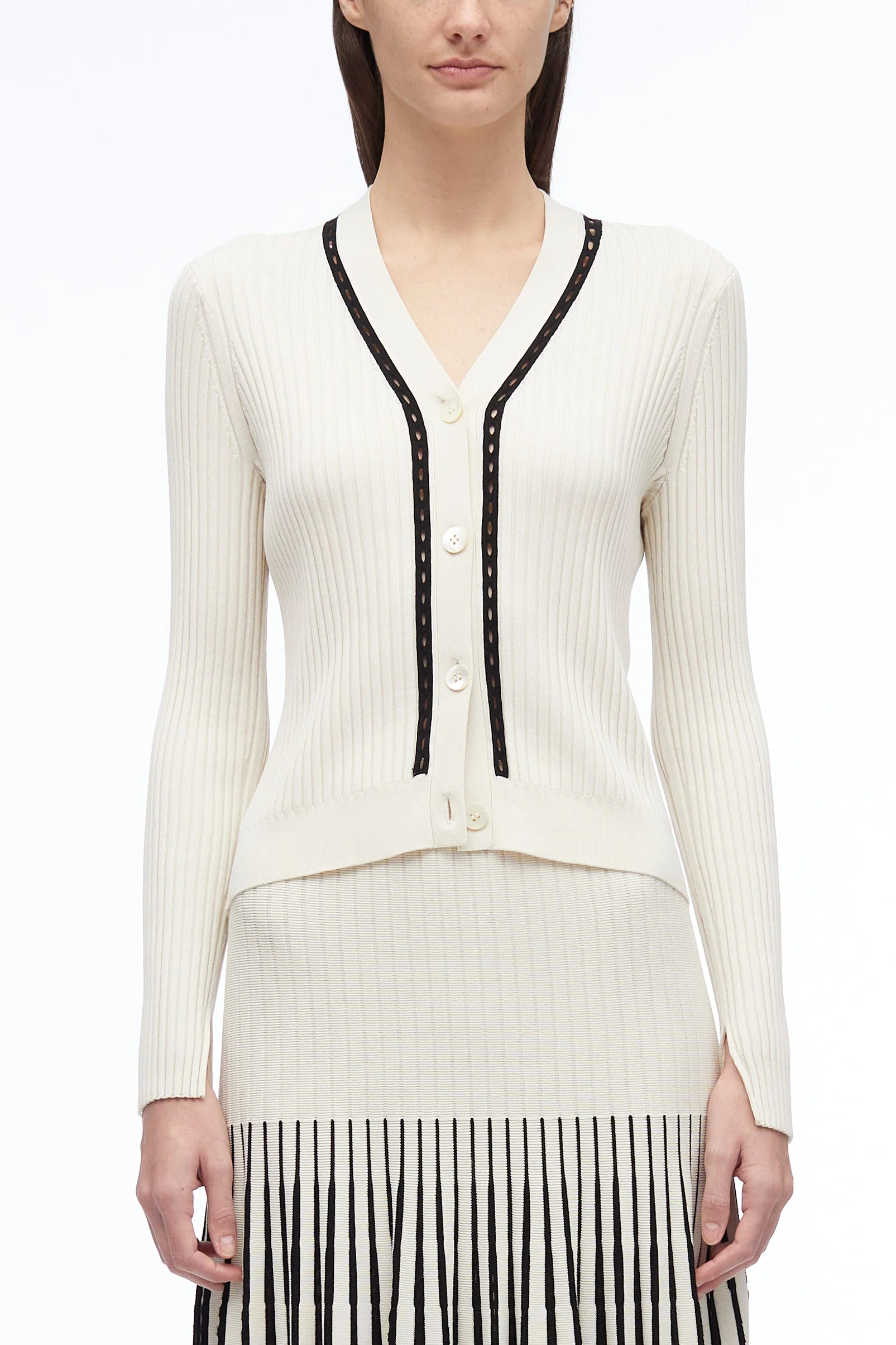 Pointelle Rib Cardigan - Image 2