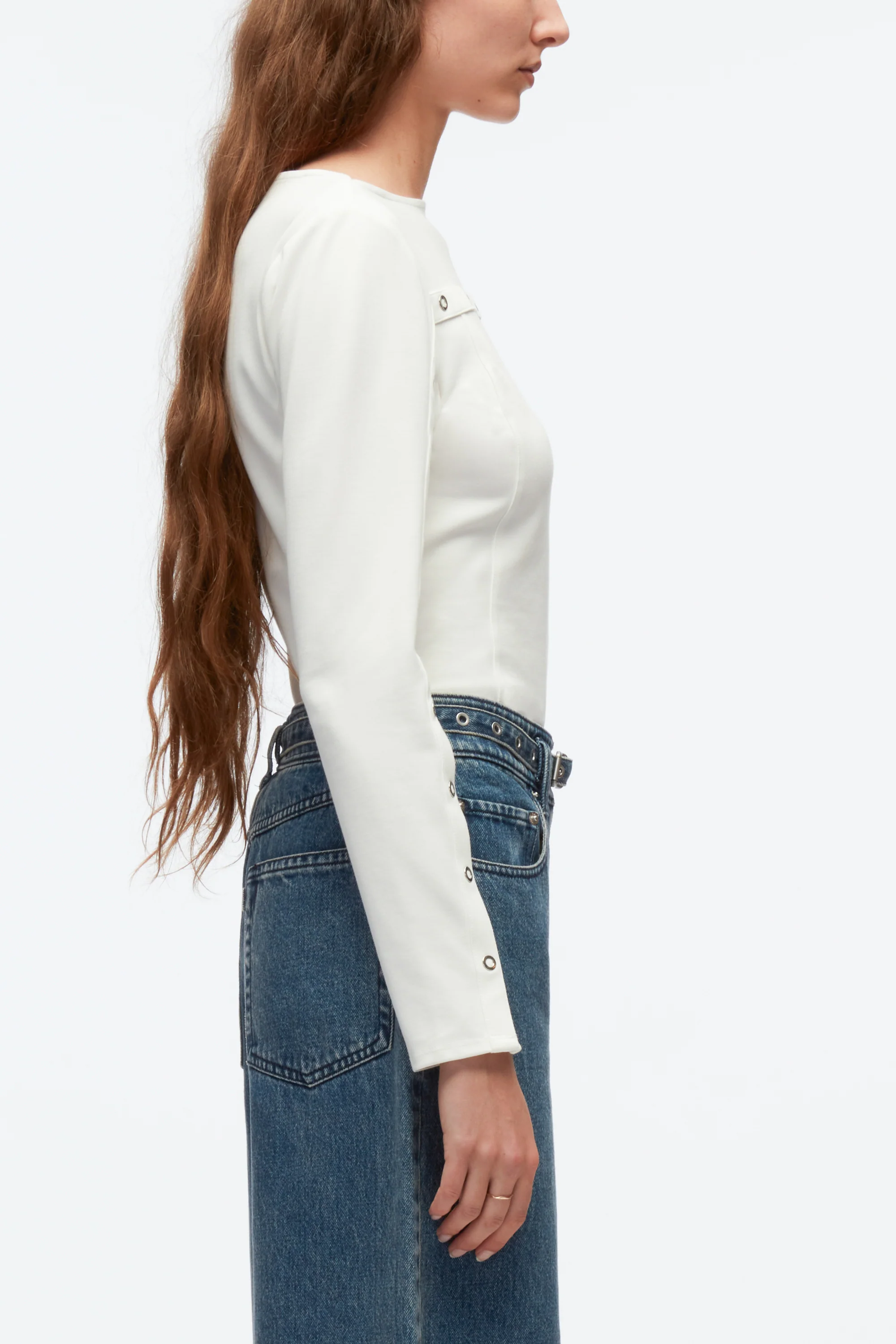 Long Sleeve Top With Ring-Stud Embellishment - Image 3