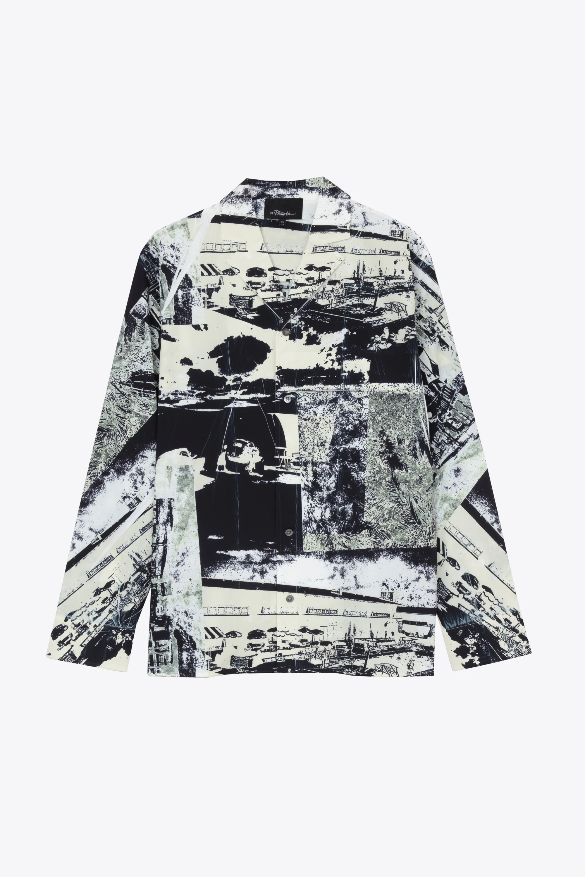 Long Sleeve Postcard Printed Shirt