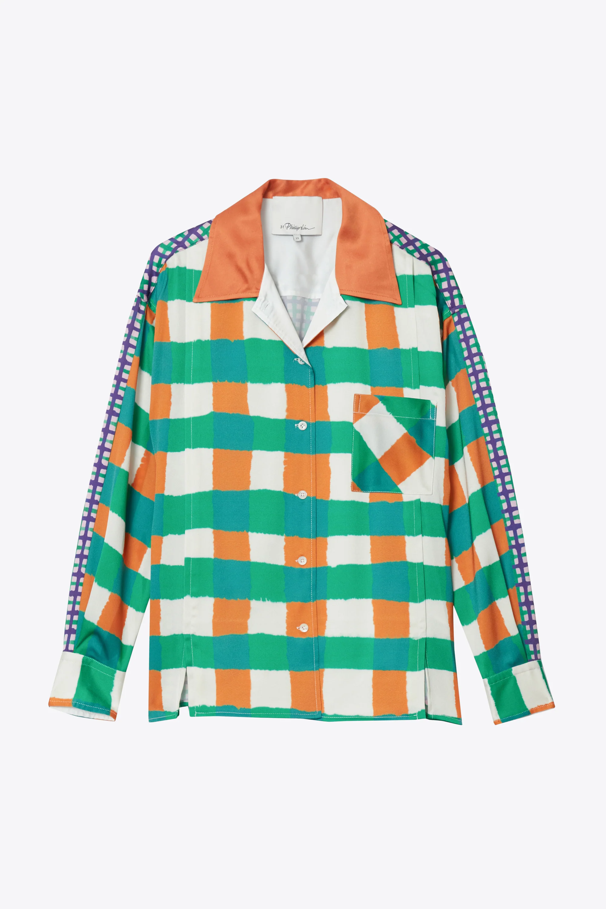 Long Sleeve Printed Satin Camp Shirt - Image 3