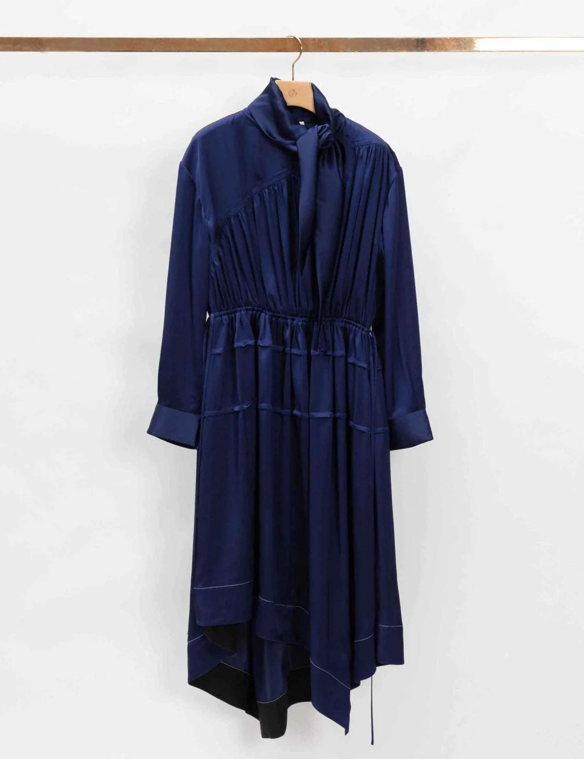 Long Sleeve Scarf Neck Asymmetrical Scarf - Image 3