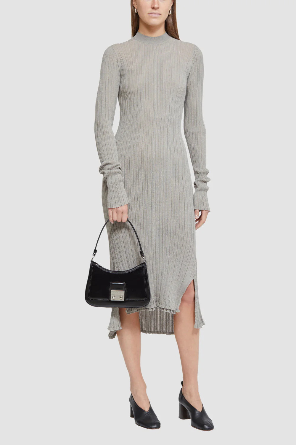 Long Sleeve Sheer Rib Dress