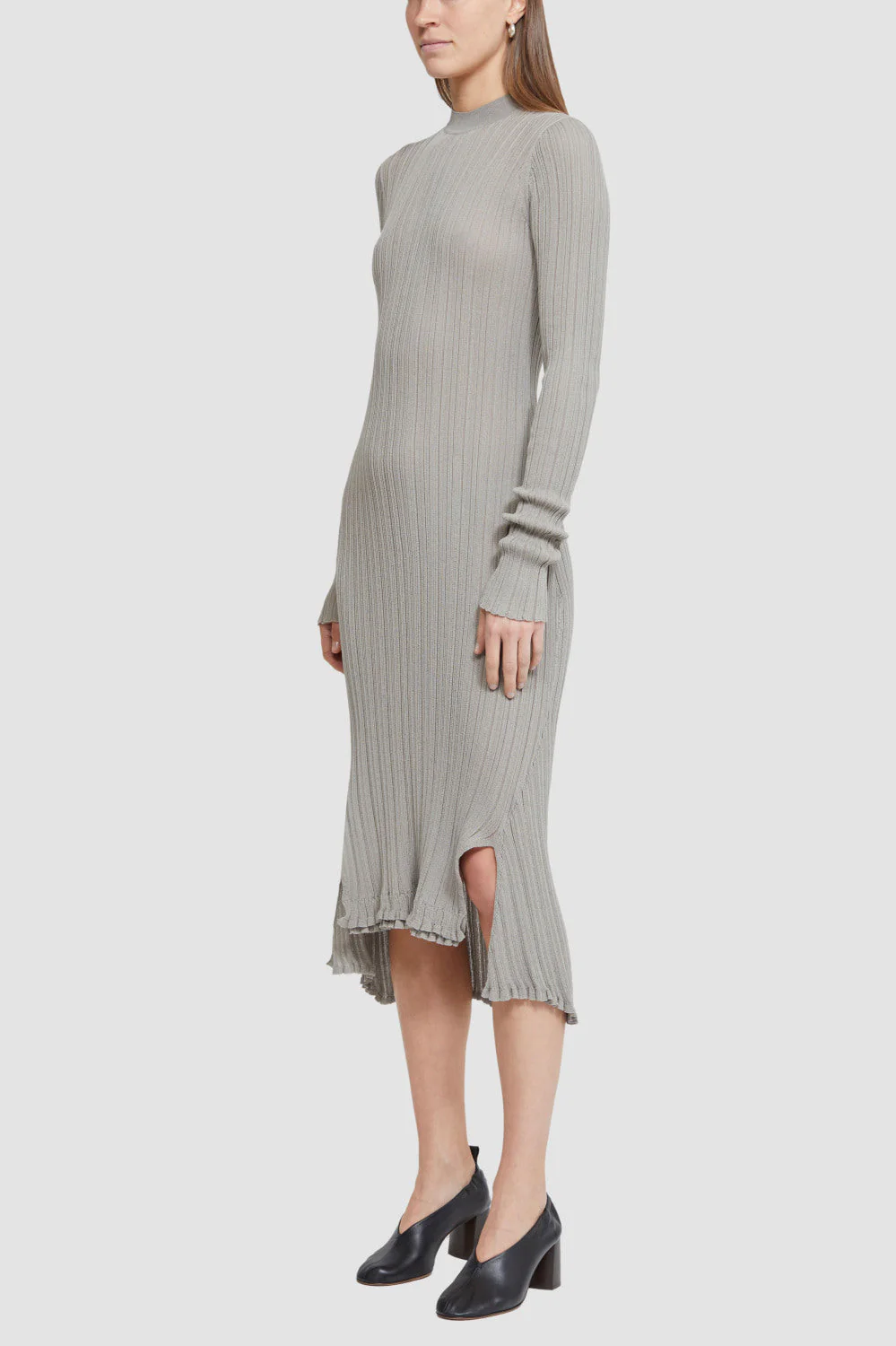 Long Sleeve Sheer Rib Dress - Image 3