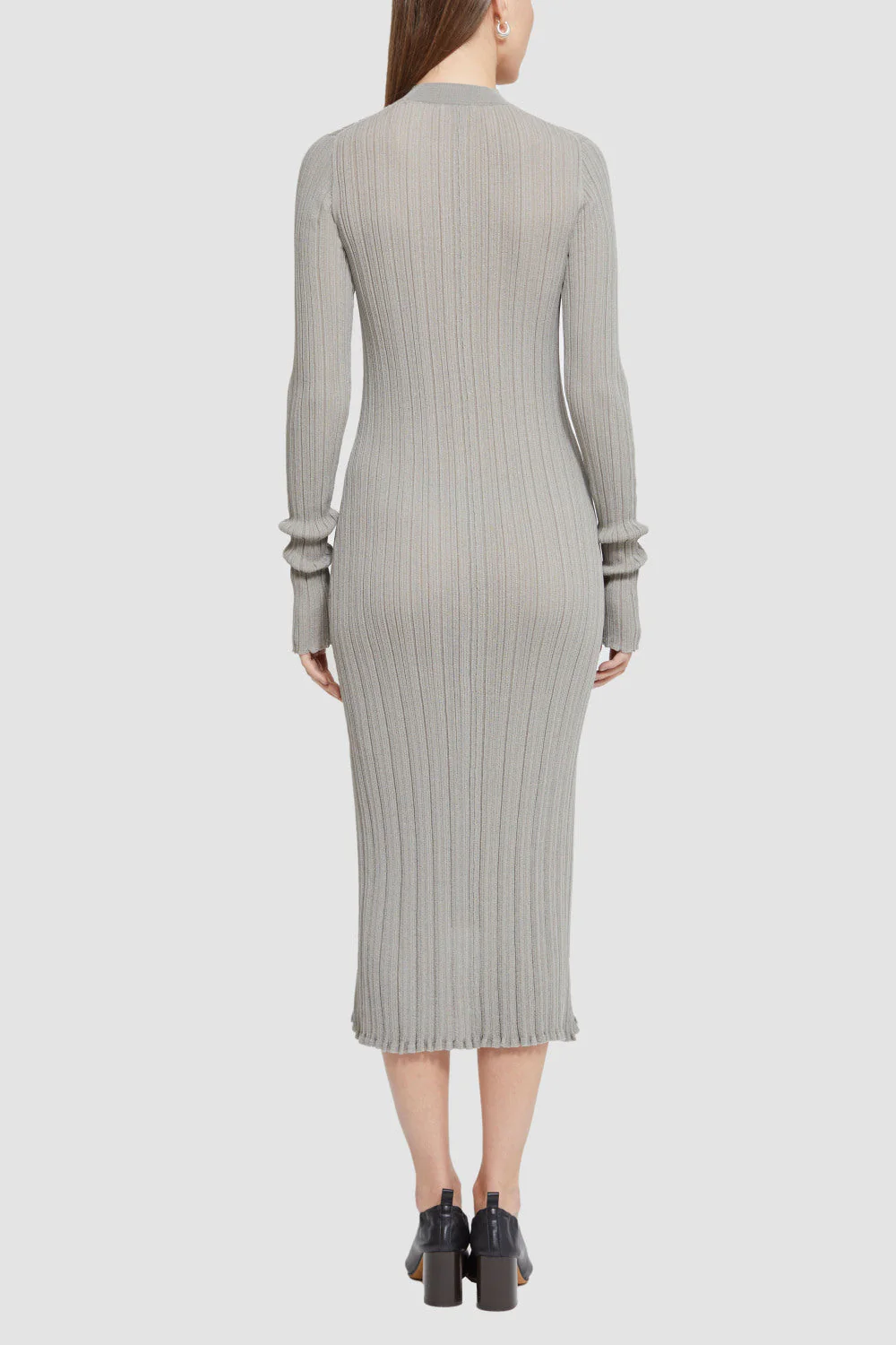 Long Sleeve Sheer Rib Dress - Image 4