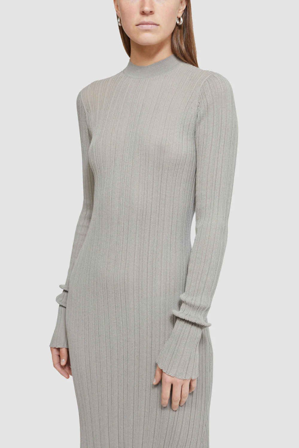 Long Sleeve Sheer Rib Dress - Image 5