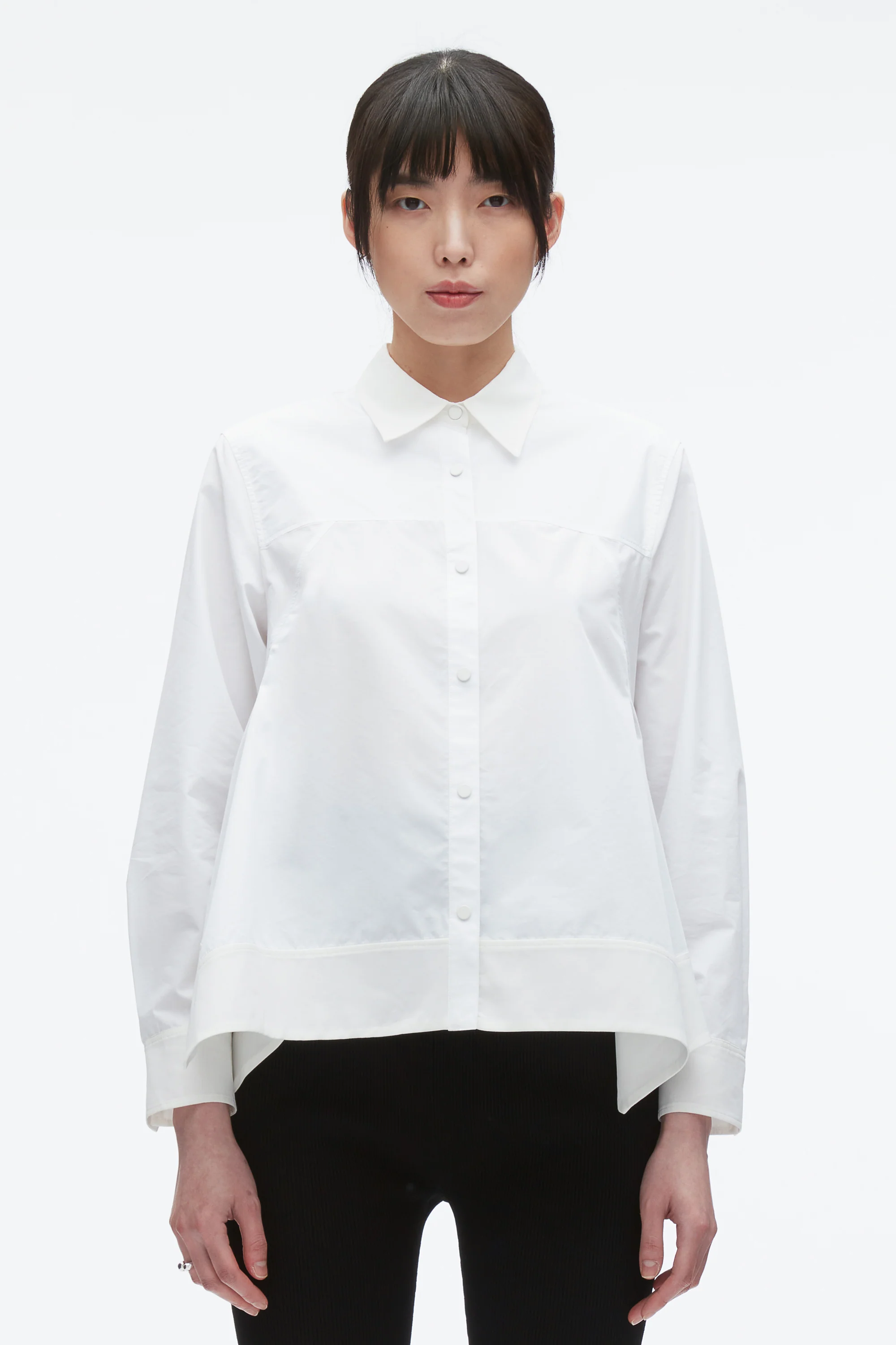 Flounce Hem Poplin Shirt - Image 3