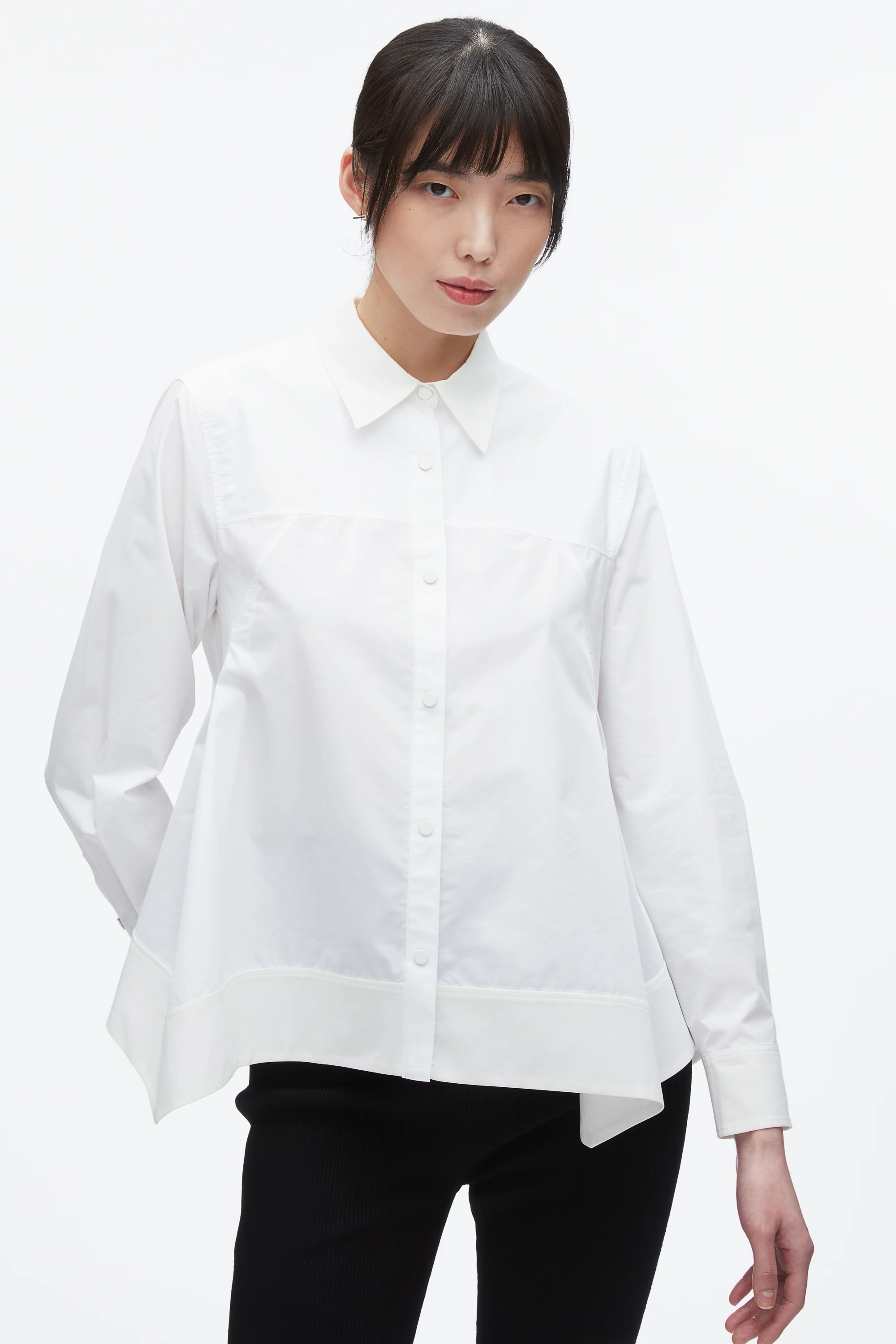Flounce Hem Poplin Shirt - Image 6