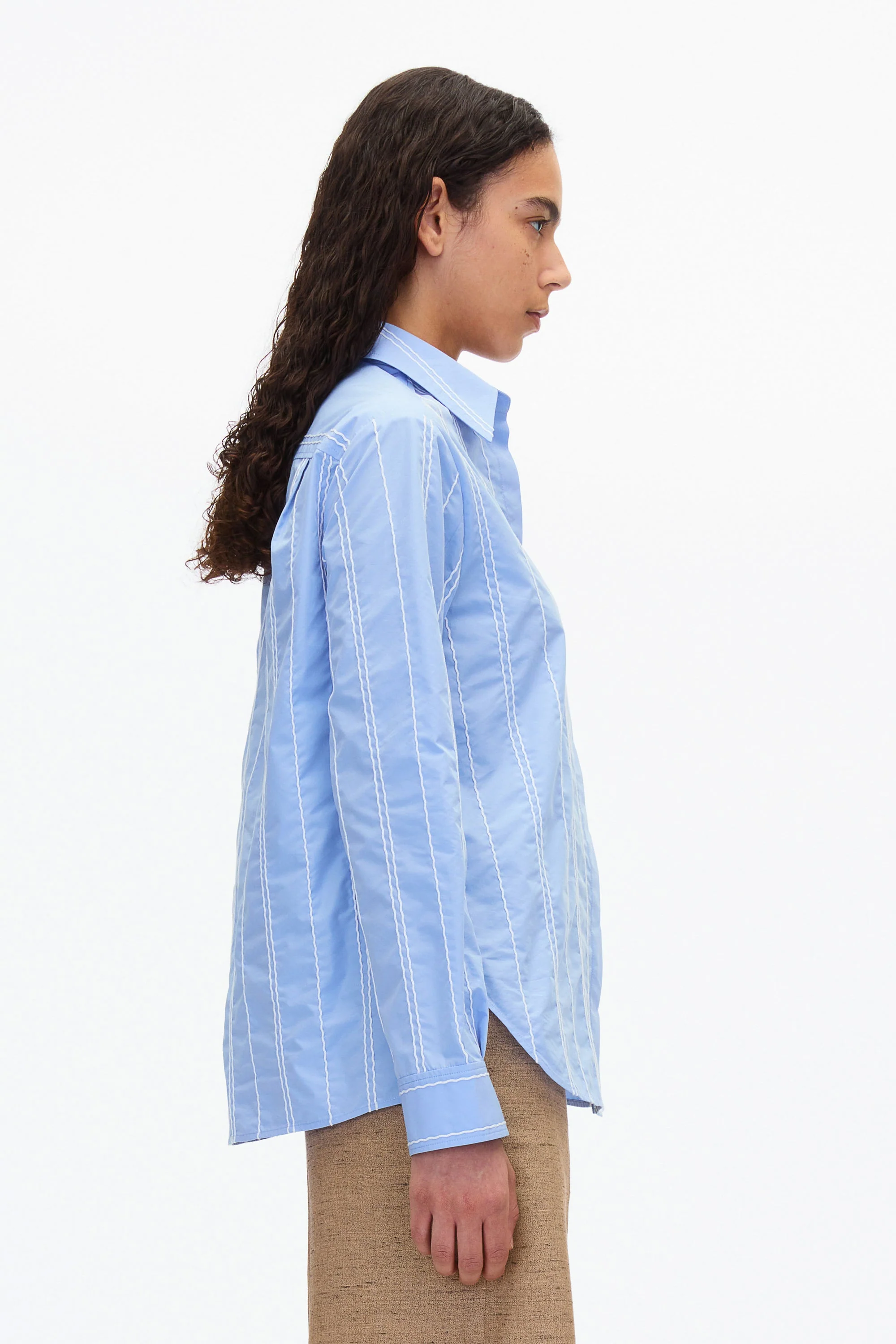 Midnight Relax Fit Poplin Shirt with Wave Embroidery - Image 11
