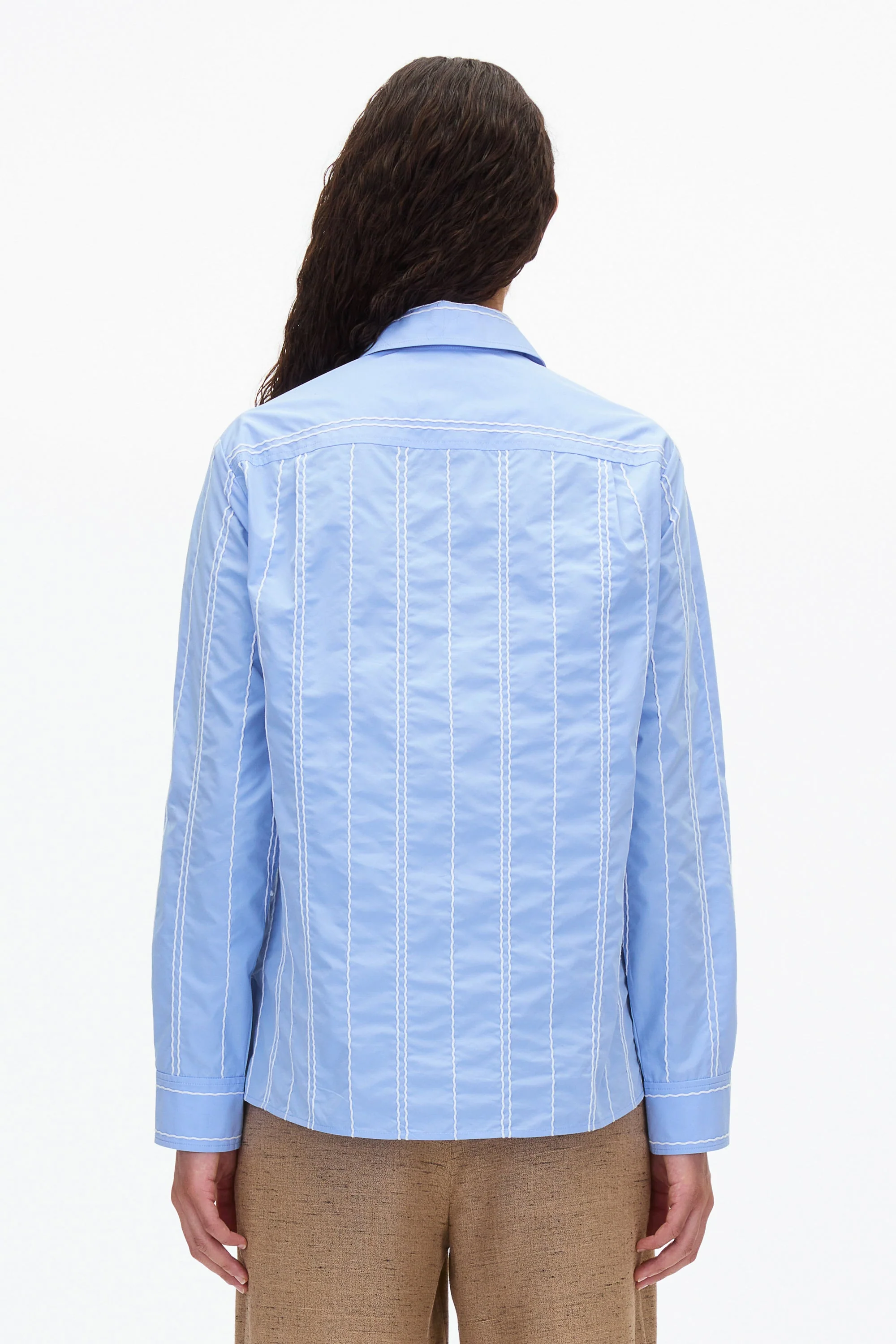 Midnight Relax Fit Poplin Shirt with Wave Embroidery - Image 12
