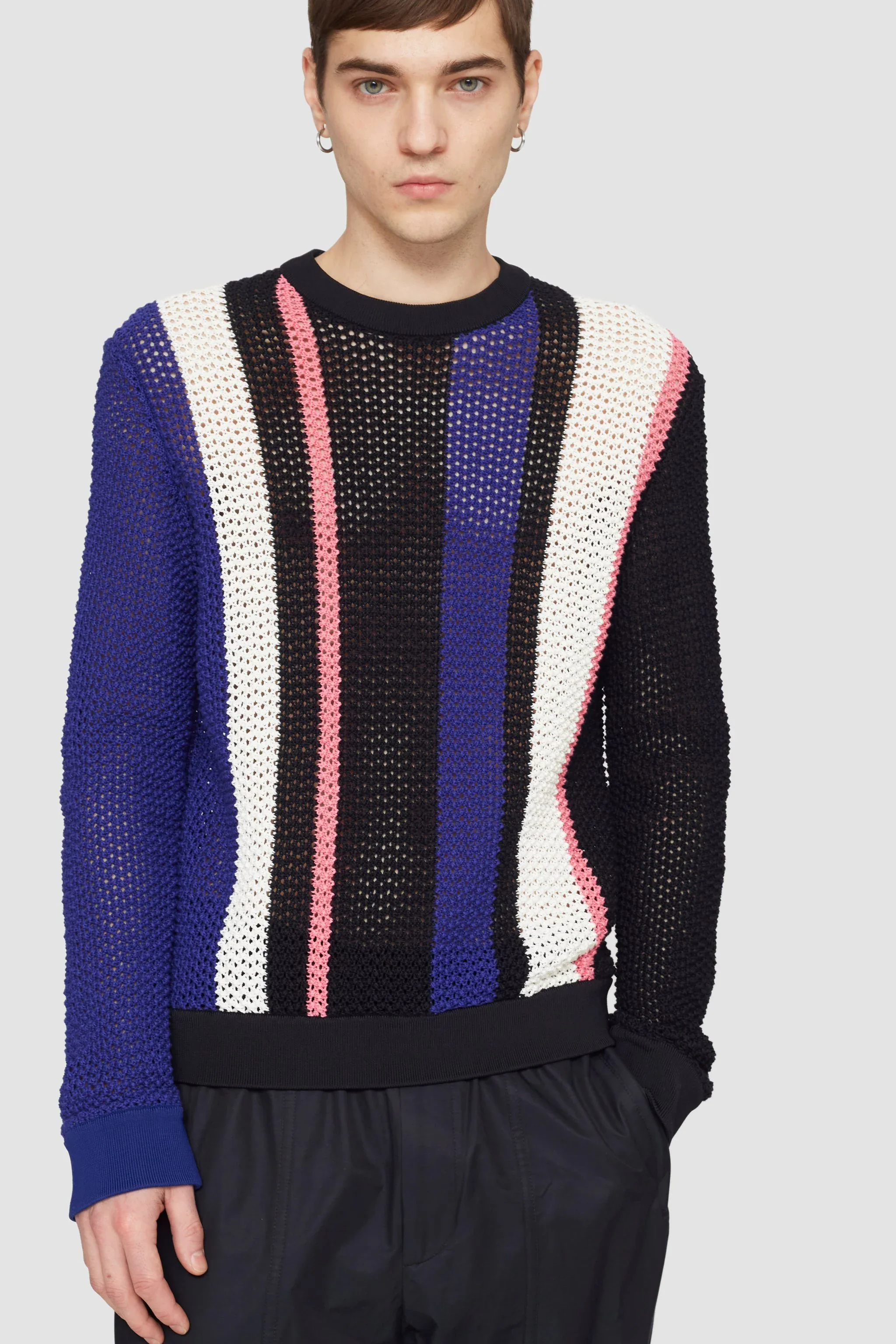 Long Sleeve Stripe Pointelle Pullover - Image 2