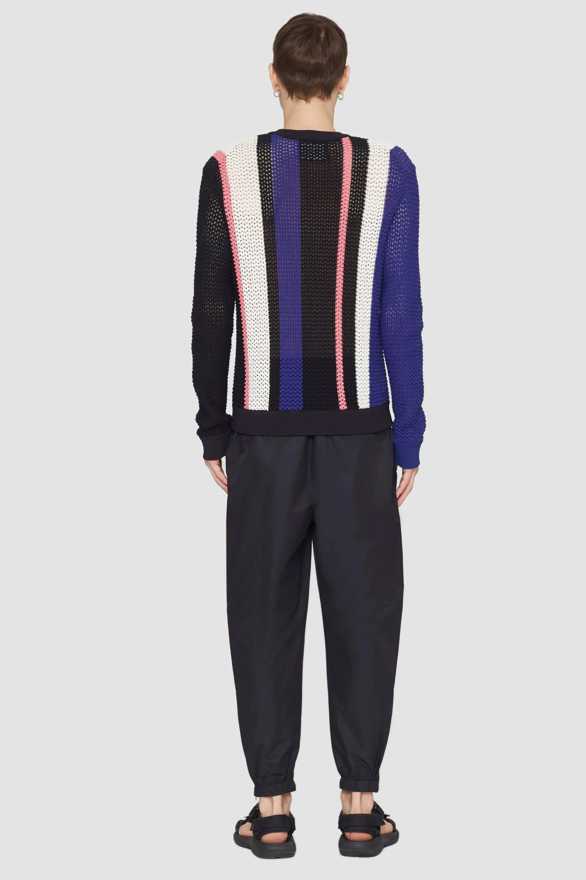 Long Sleeve Stripe Pointelle Pullover - Image 5