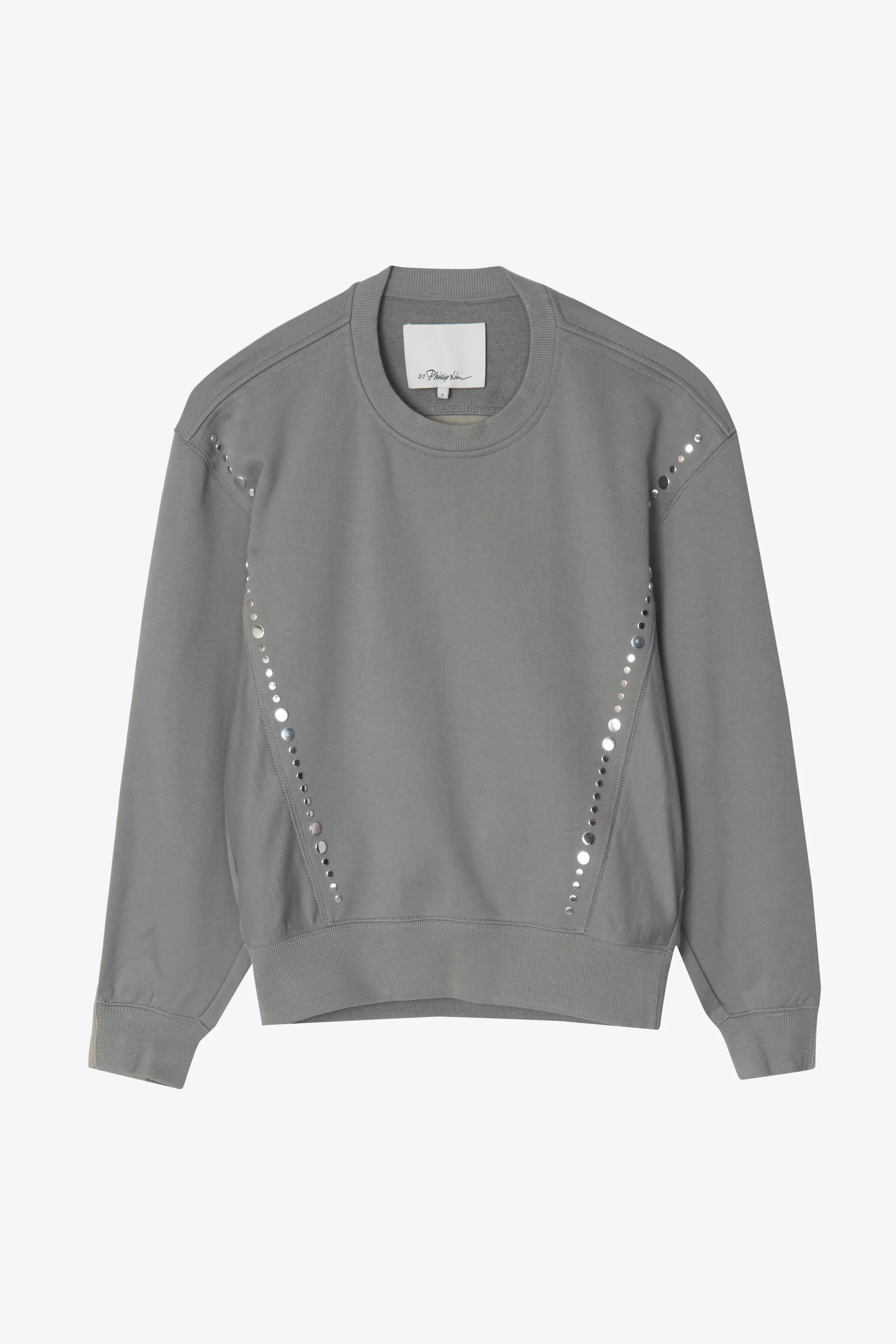 Long Sleeve Studded Sweatshirt With Poplin Back Panel - Image 3