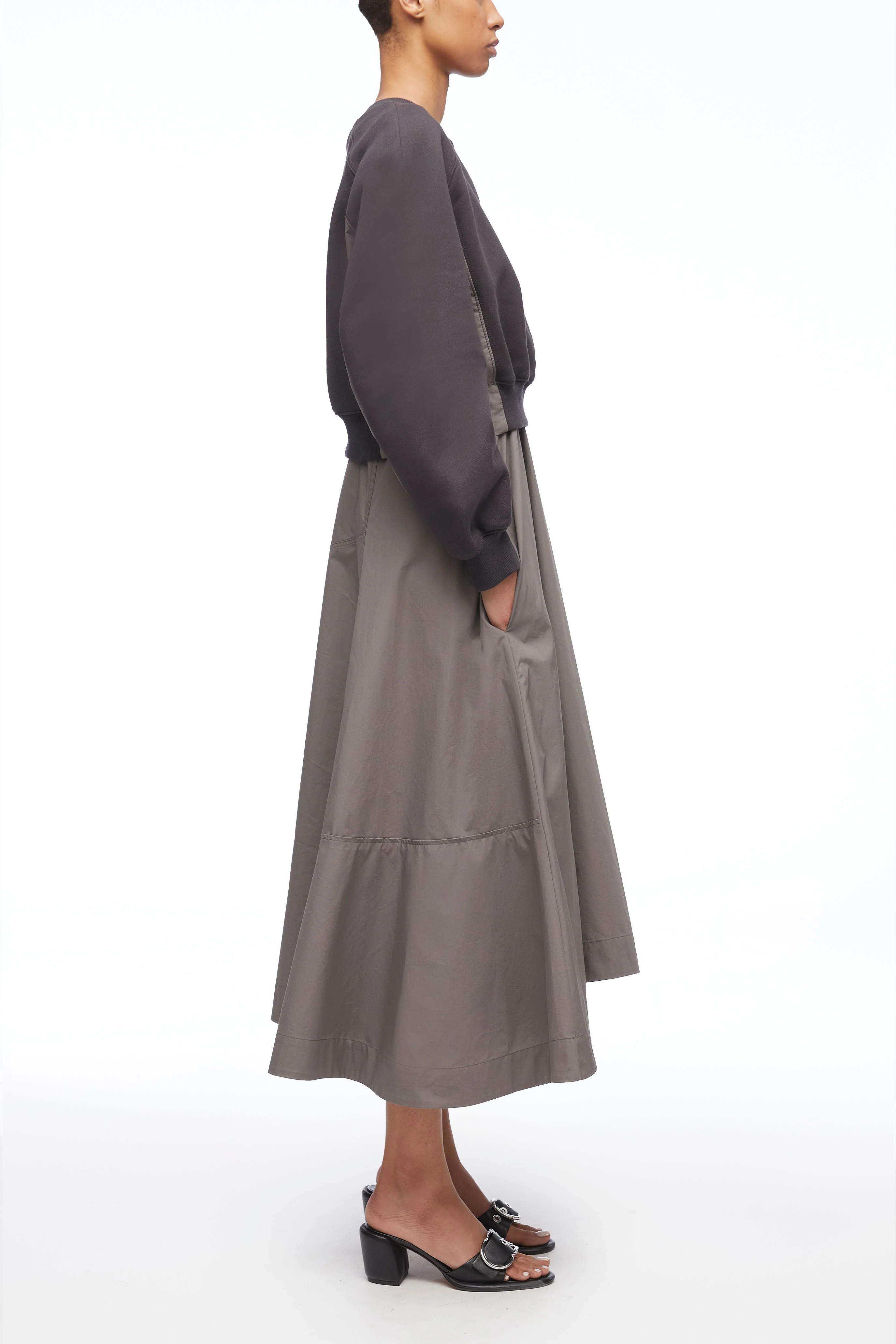 Sweatshirt Poplin Combo Dress - Image 3