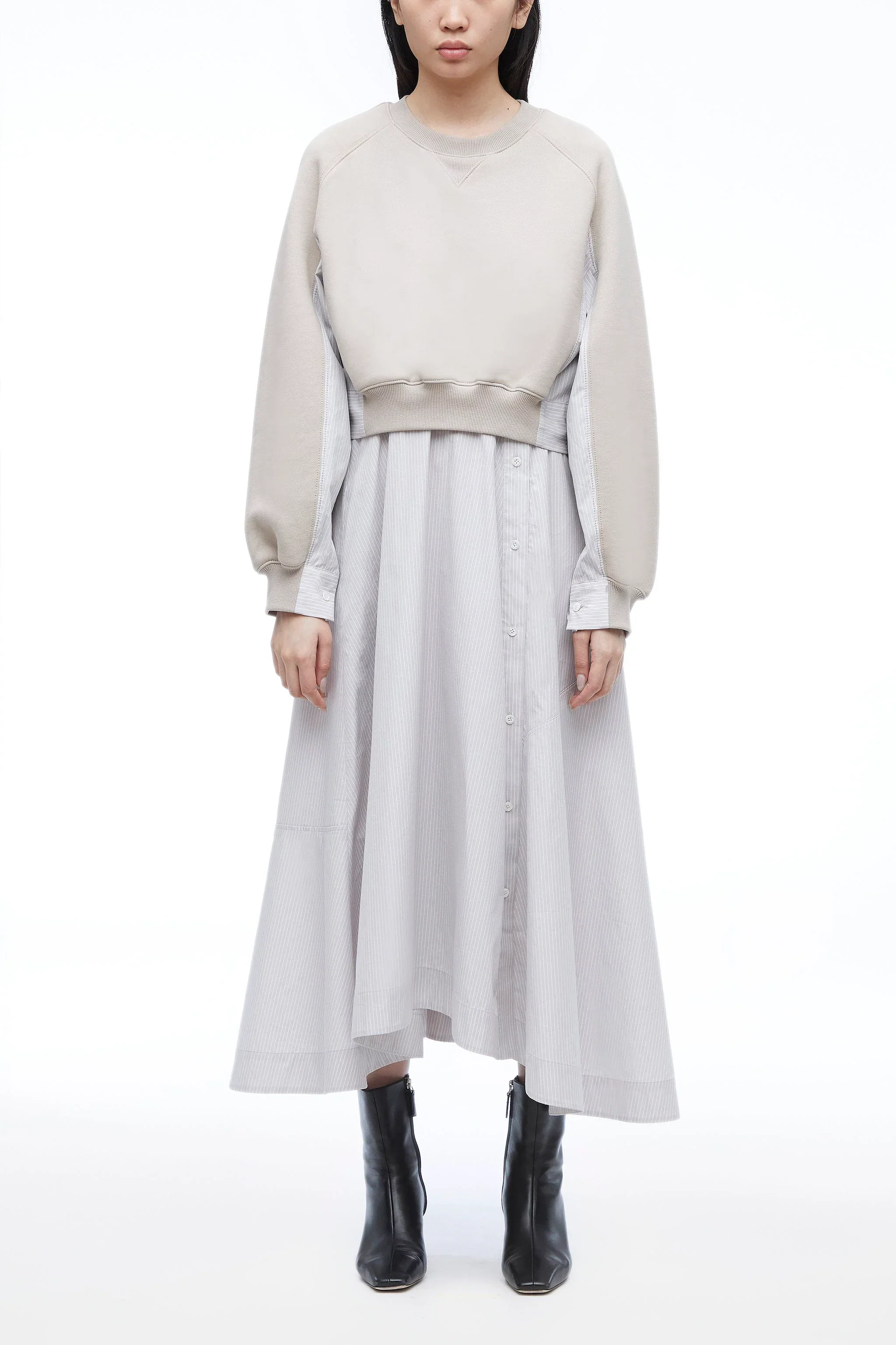 Sweatshirt Poplin Combo Dress - Image 5