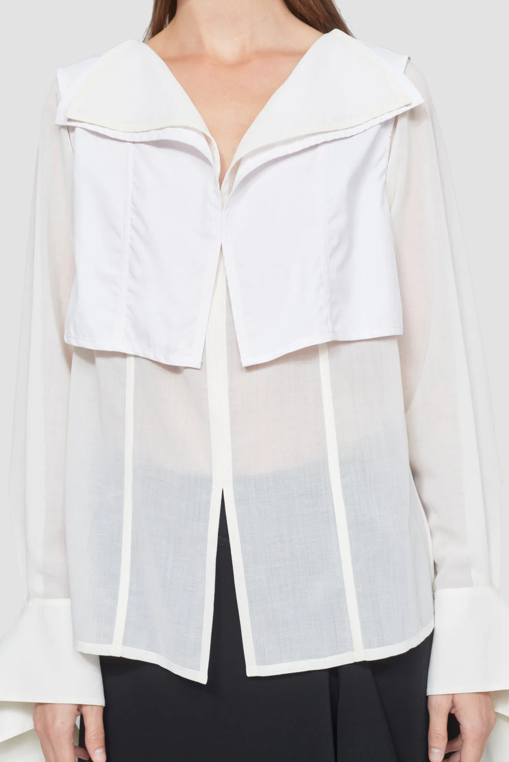 Ls Wool Blend Voile Blouse W Back Neck Tie - Image 5