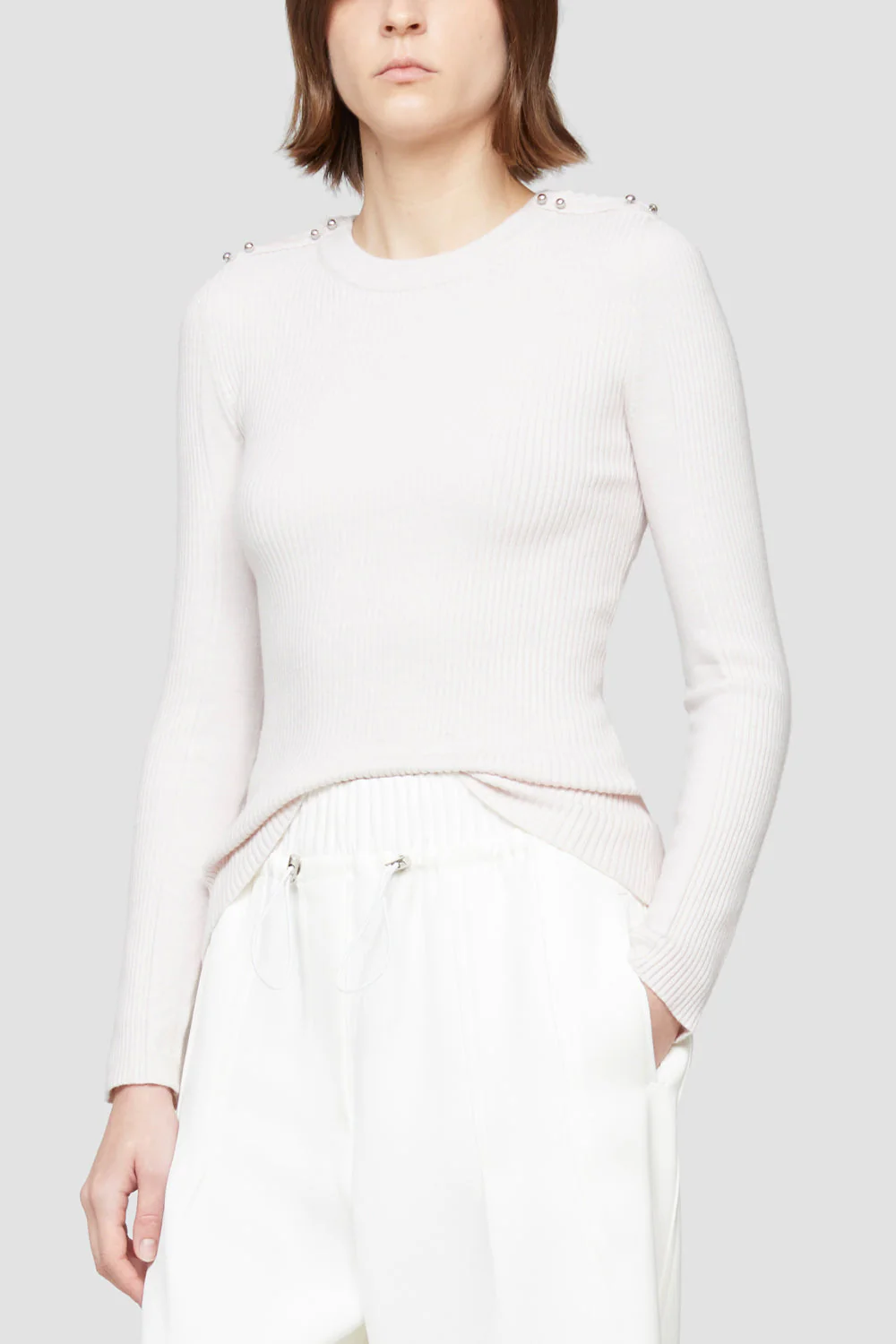 Long Sleeve Wool Ribbed Crewneck Pullover - Image 10