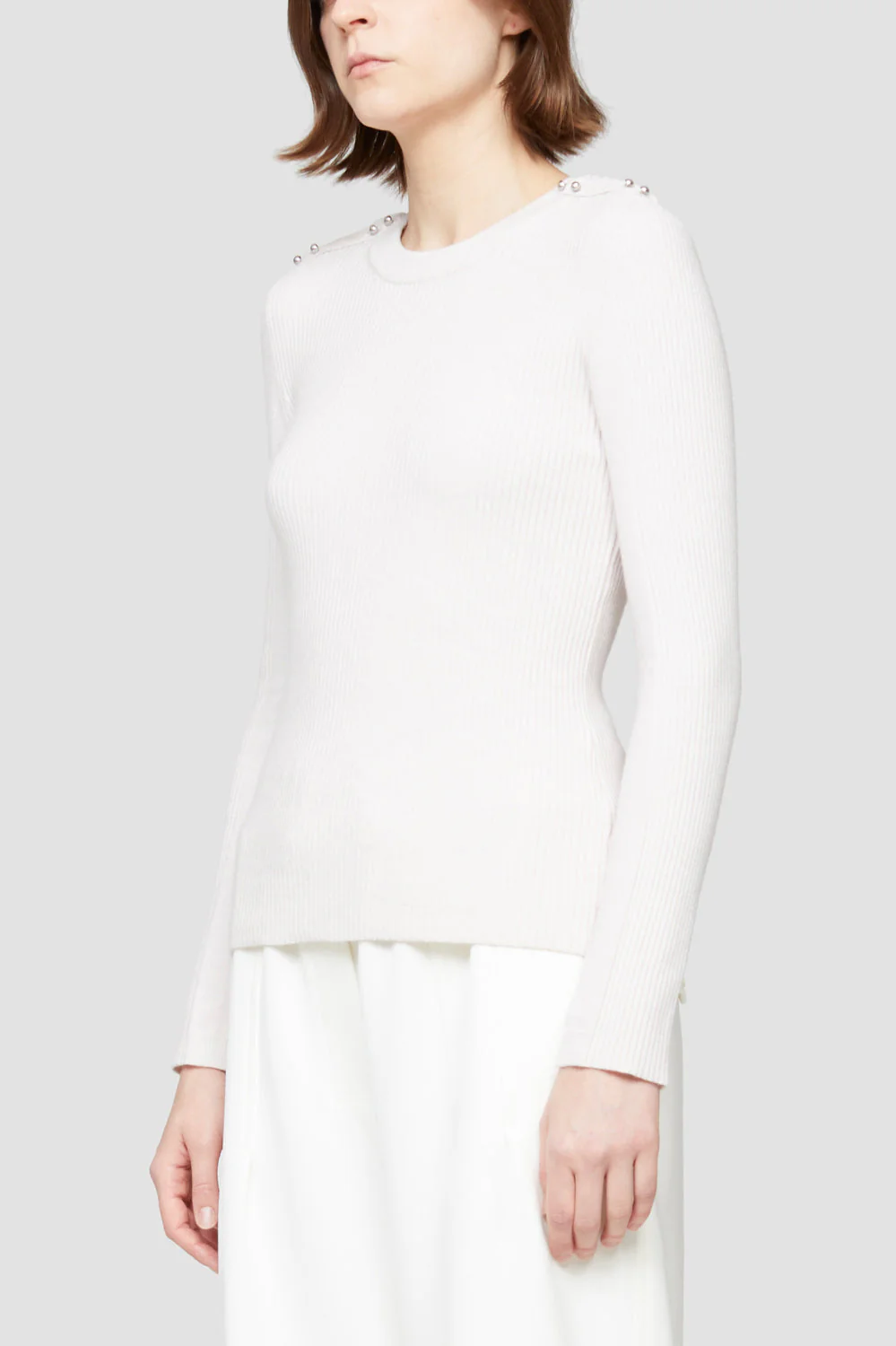 Long Sleeve Wool Ribbed Crewneck Pullover - Image 11