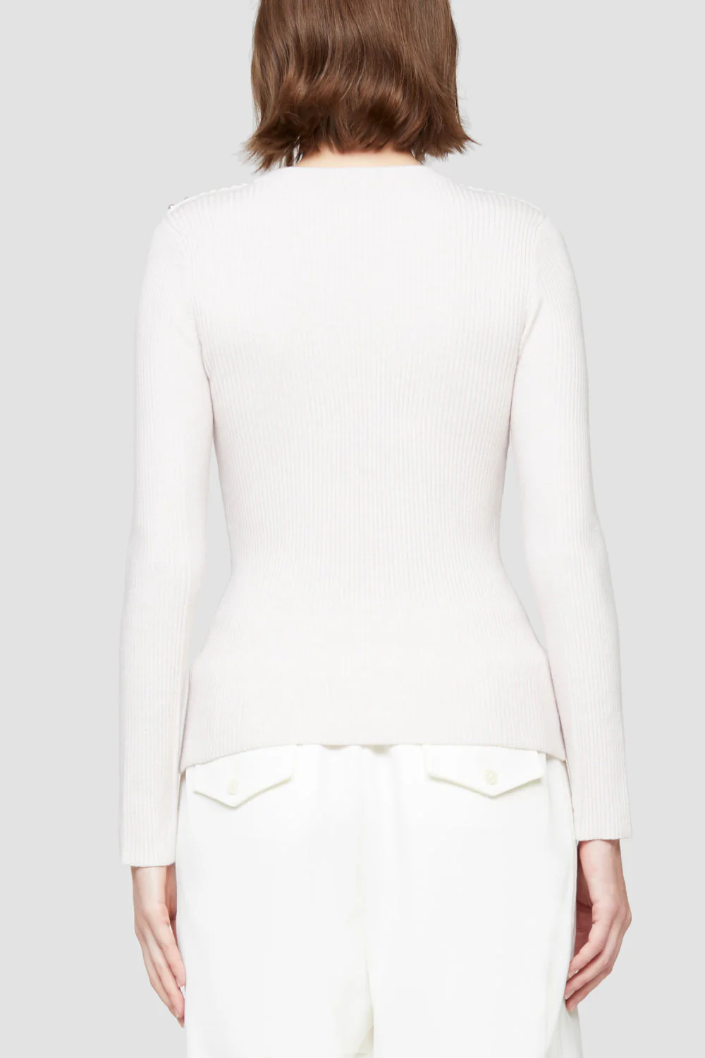 Long Sleeve Wool Ribbed Crewneck Pullover - Image 12
