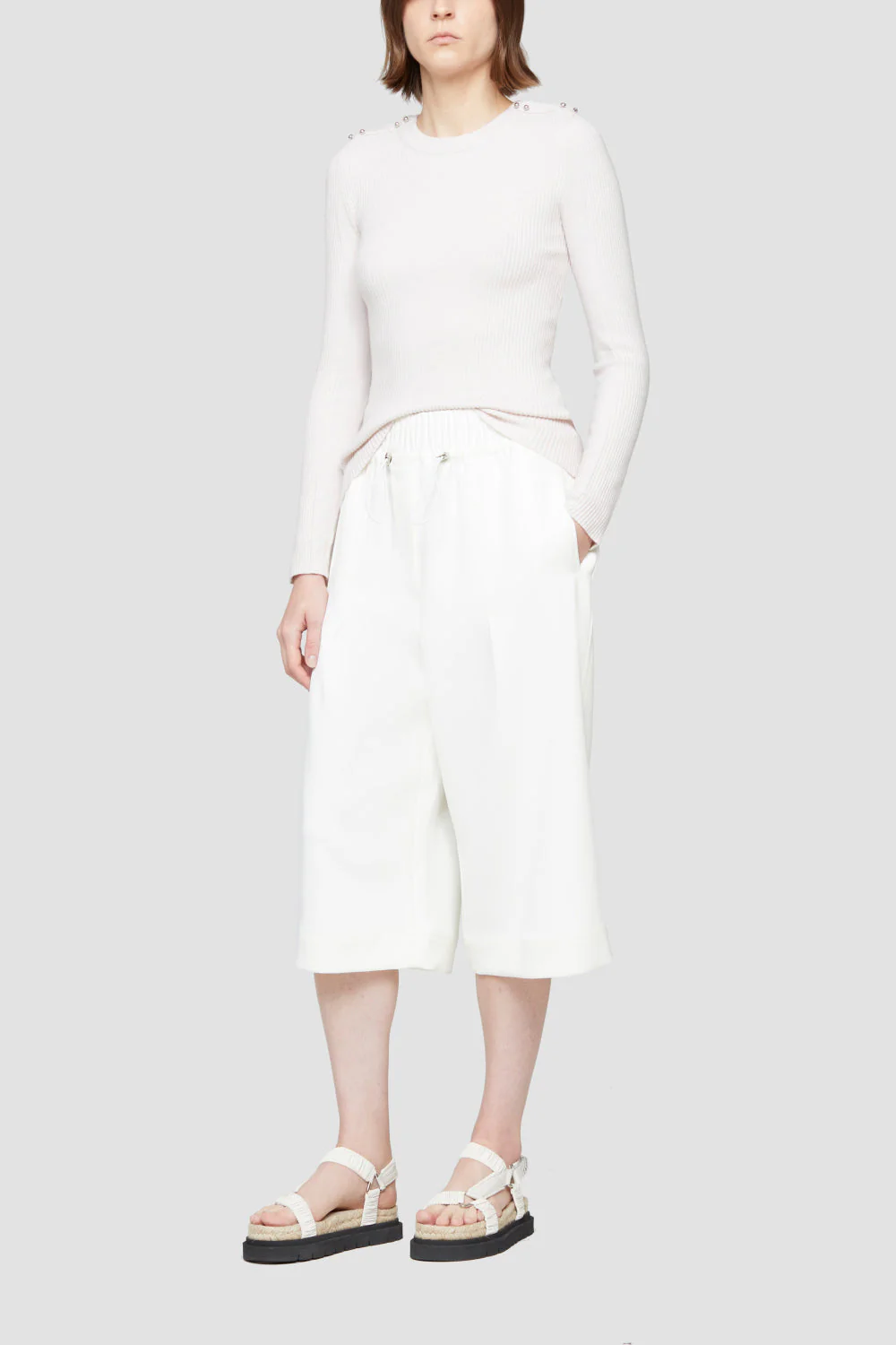 Long Sleeve Wool Ribbed Crewneck Pullover - Image 14