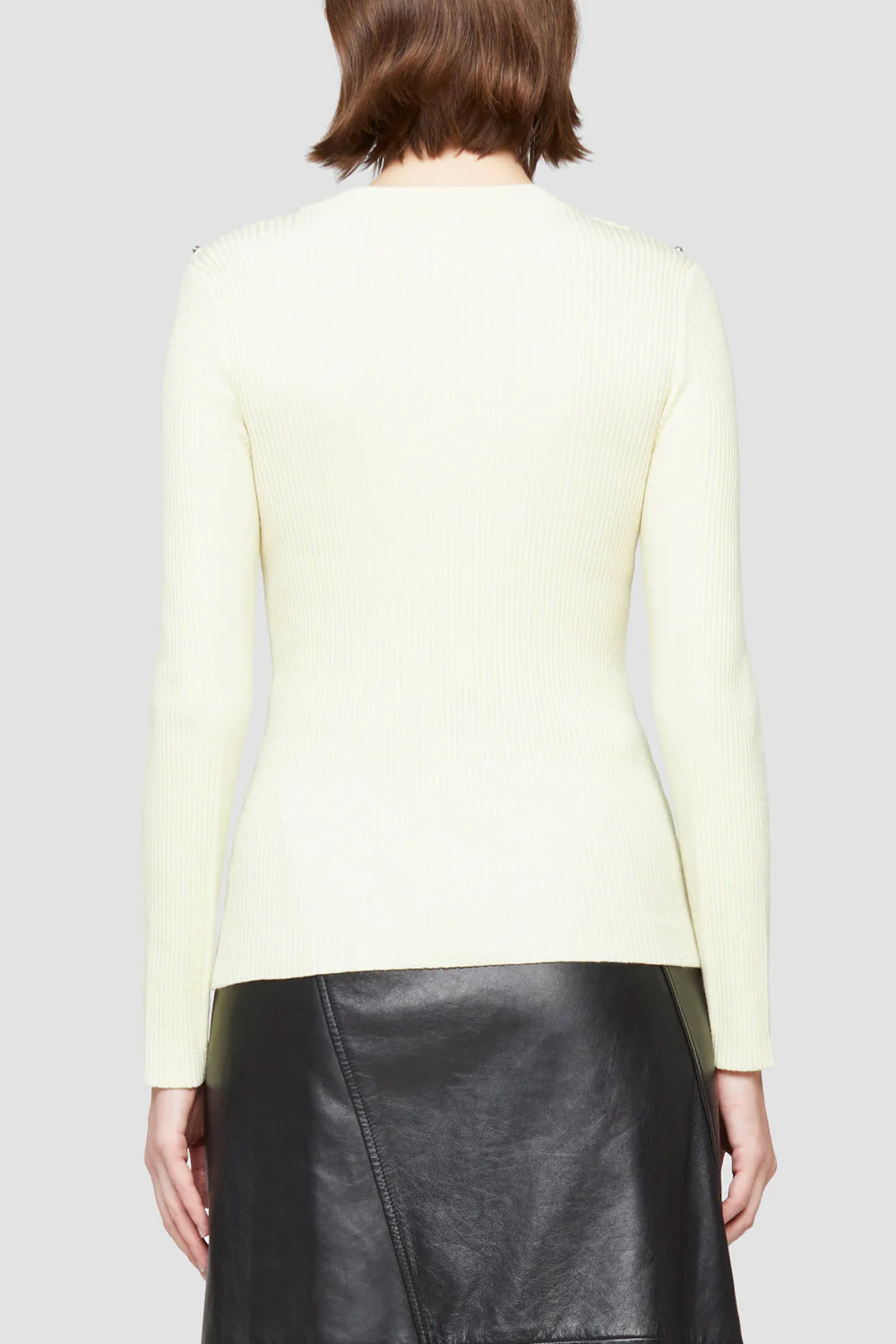 Long Sleeve Wool Ribbed Crewneck Pullover - Image 5