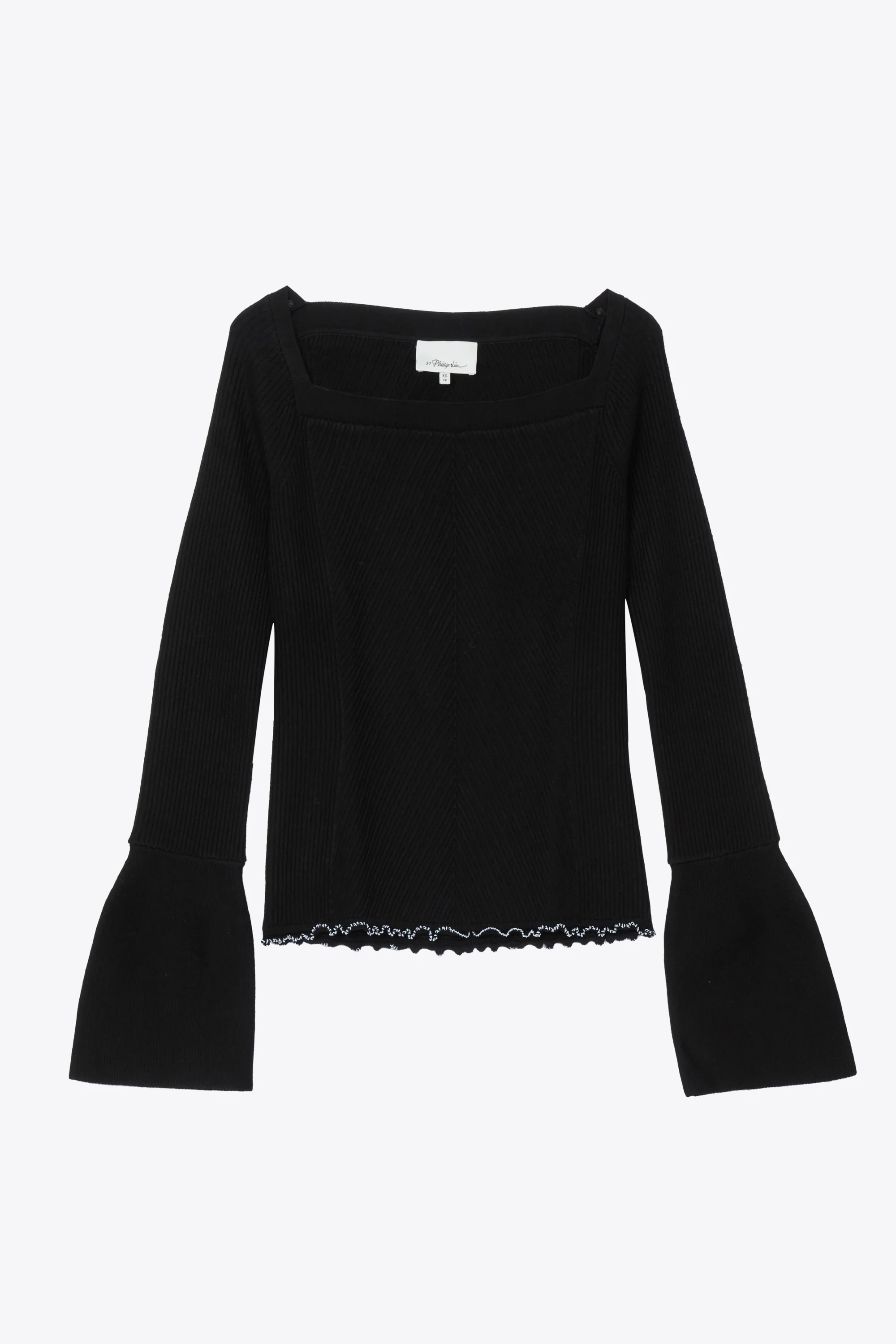 Long Sleeve Wool Ribbed Open Neck Sweater