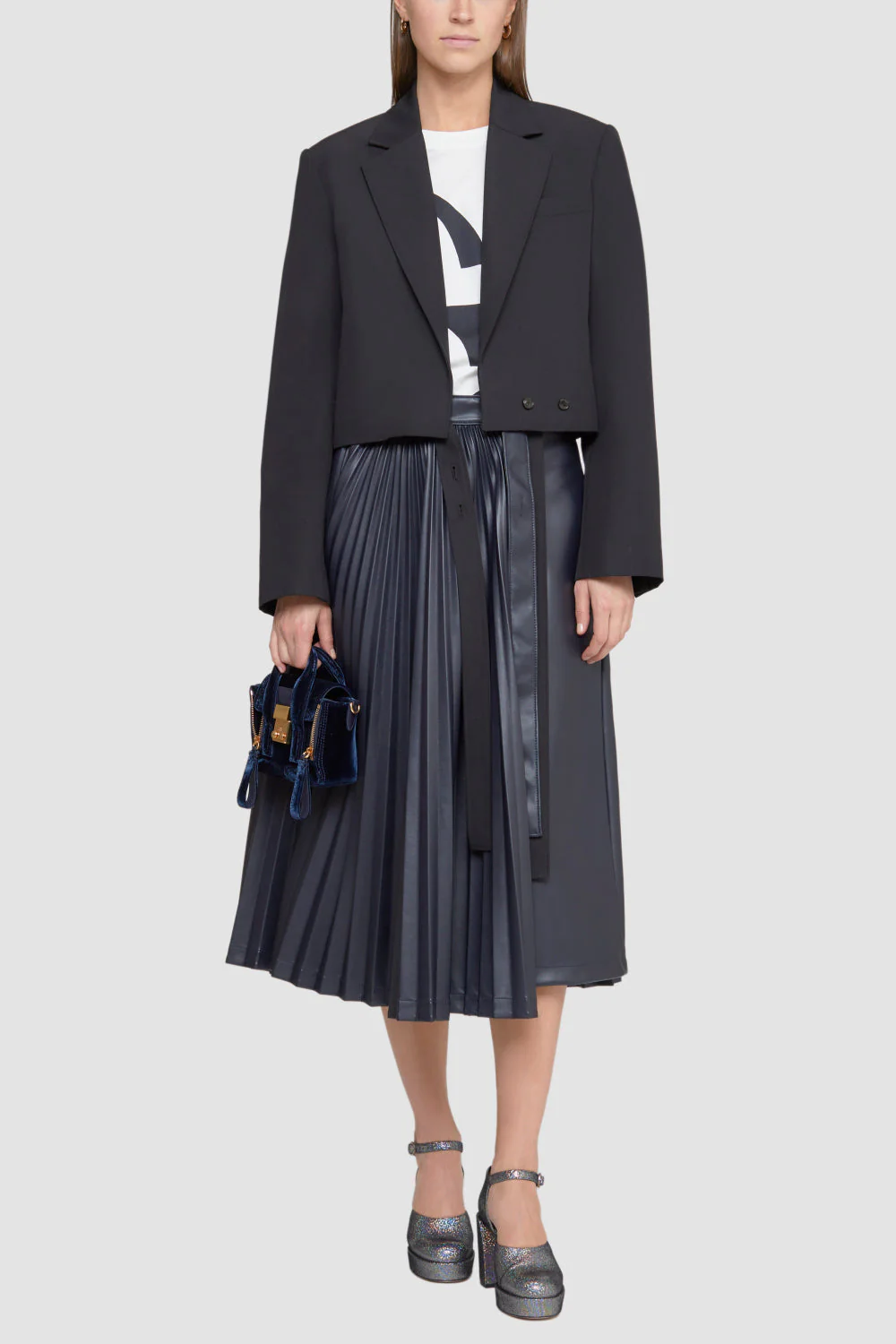 Lthr Alternative AsyMMetrical Pleat Skrt