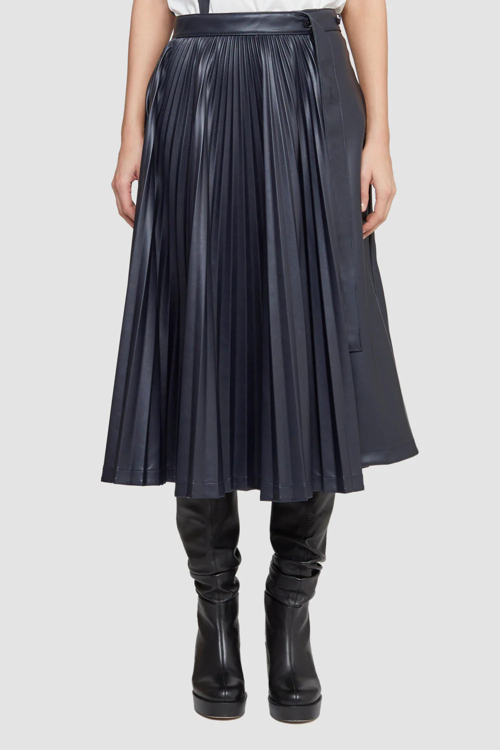 Lthr Alternative AsyMMetrical Pleat Skrt - Image 2