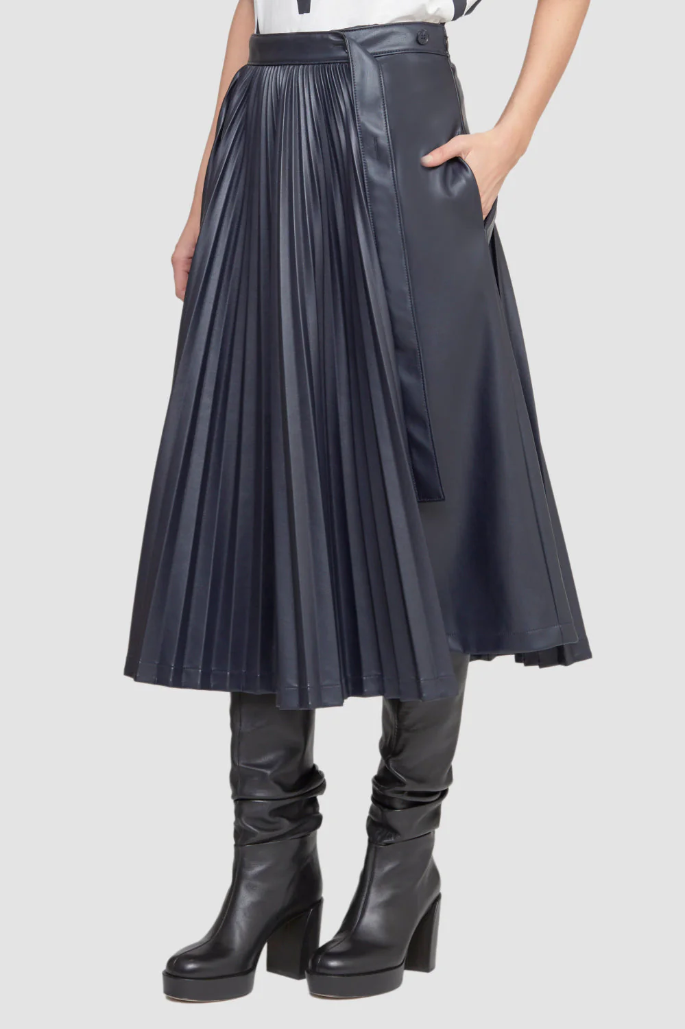 Lthr Alternative AsyMMetrical Pleat Skrt - Image 3