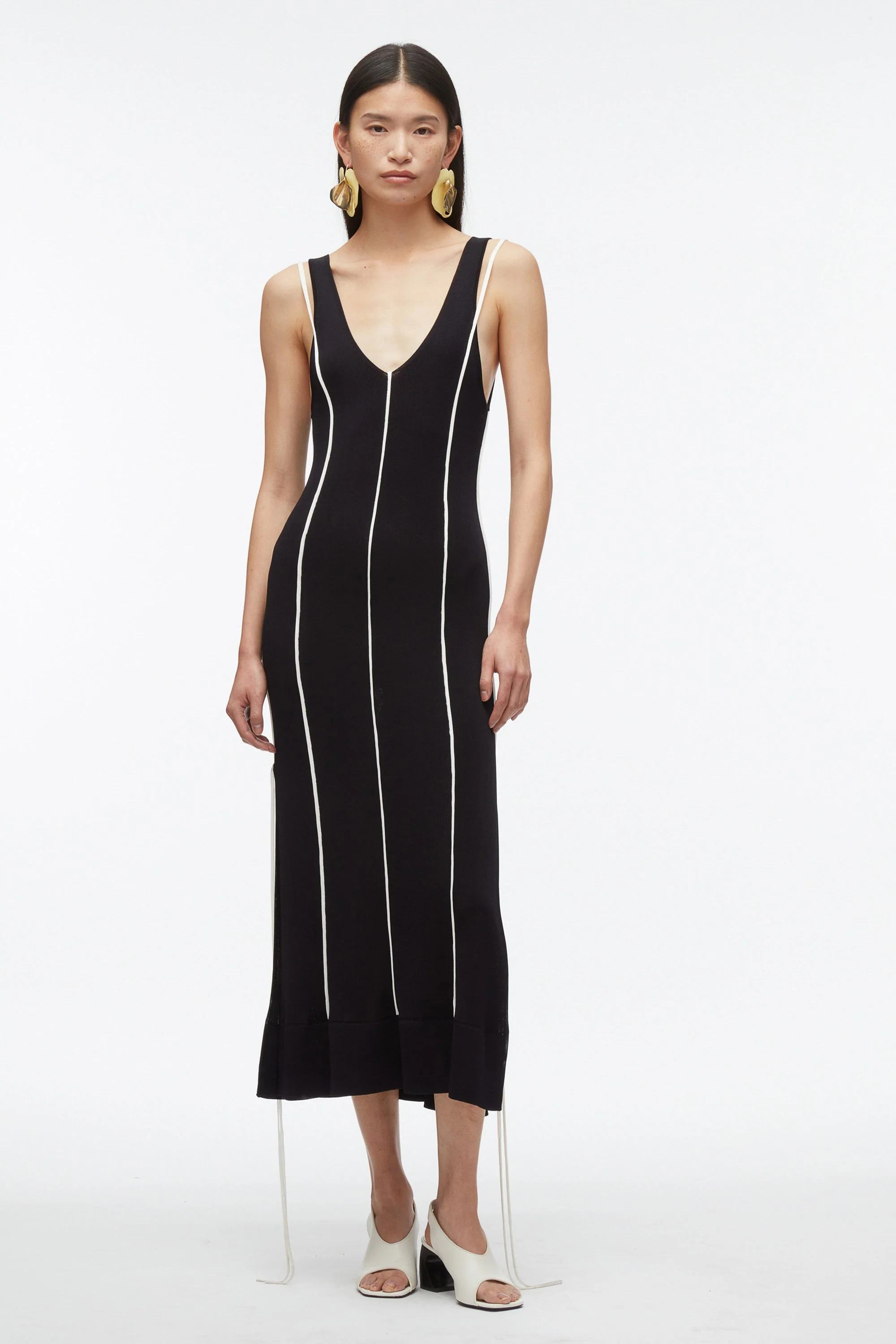 V-Neck Tank Dress with Piping - Image 3