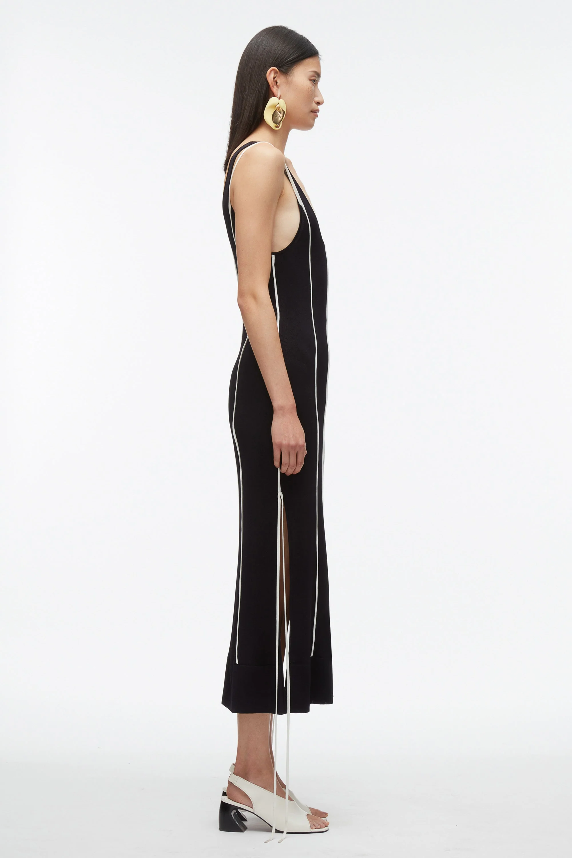V-Neck Tank Dress with Piping - Image 4