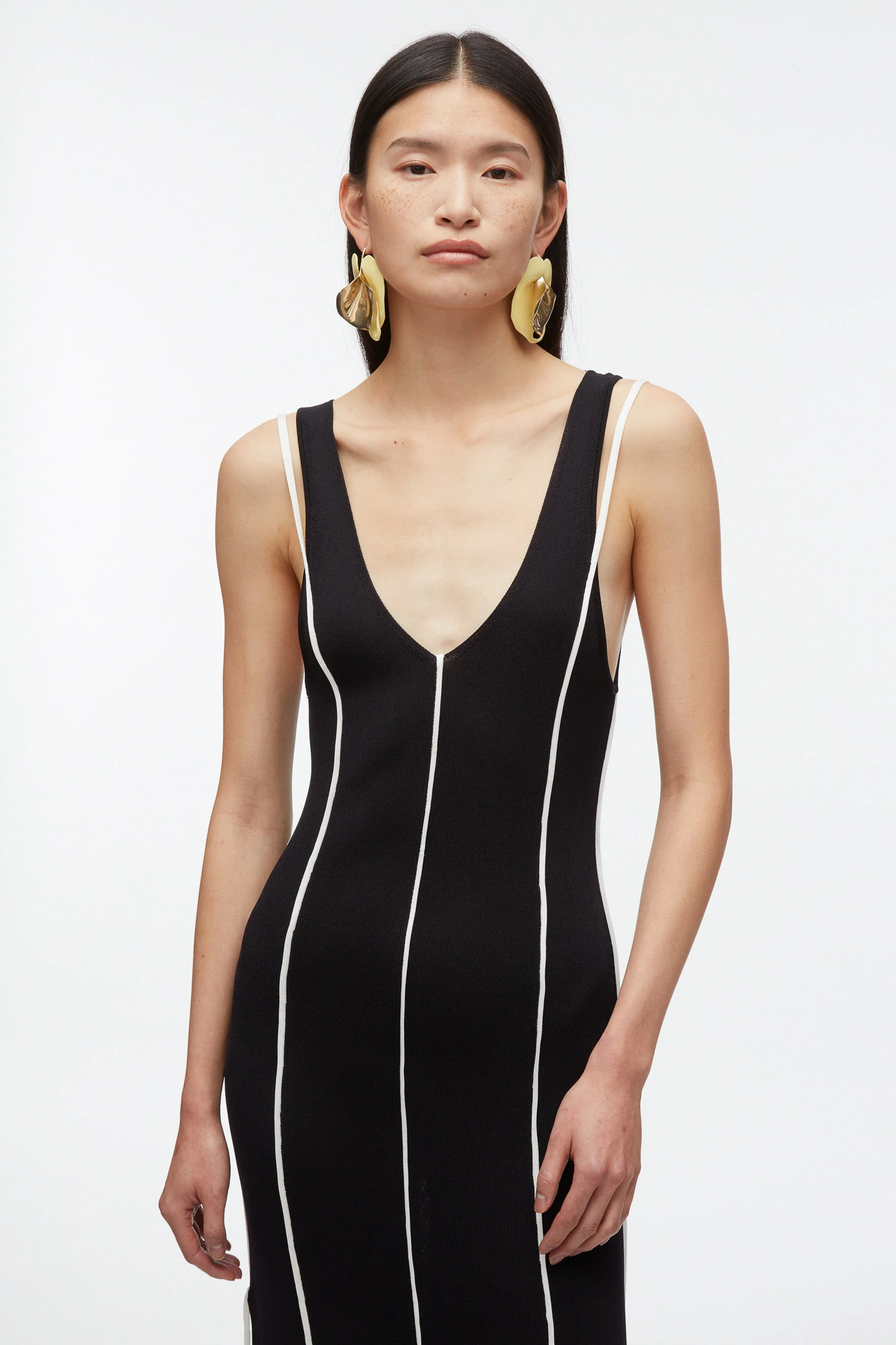 V-Neck Tank Dress with Piping - Image 6
