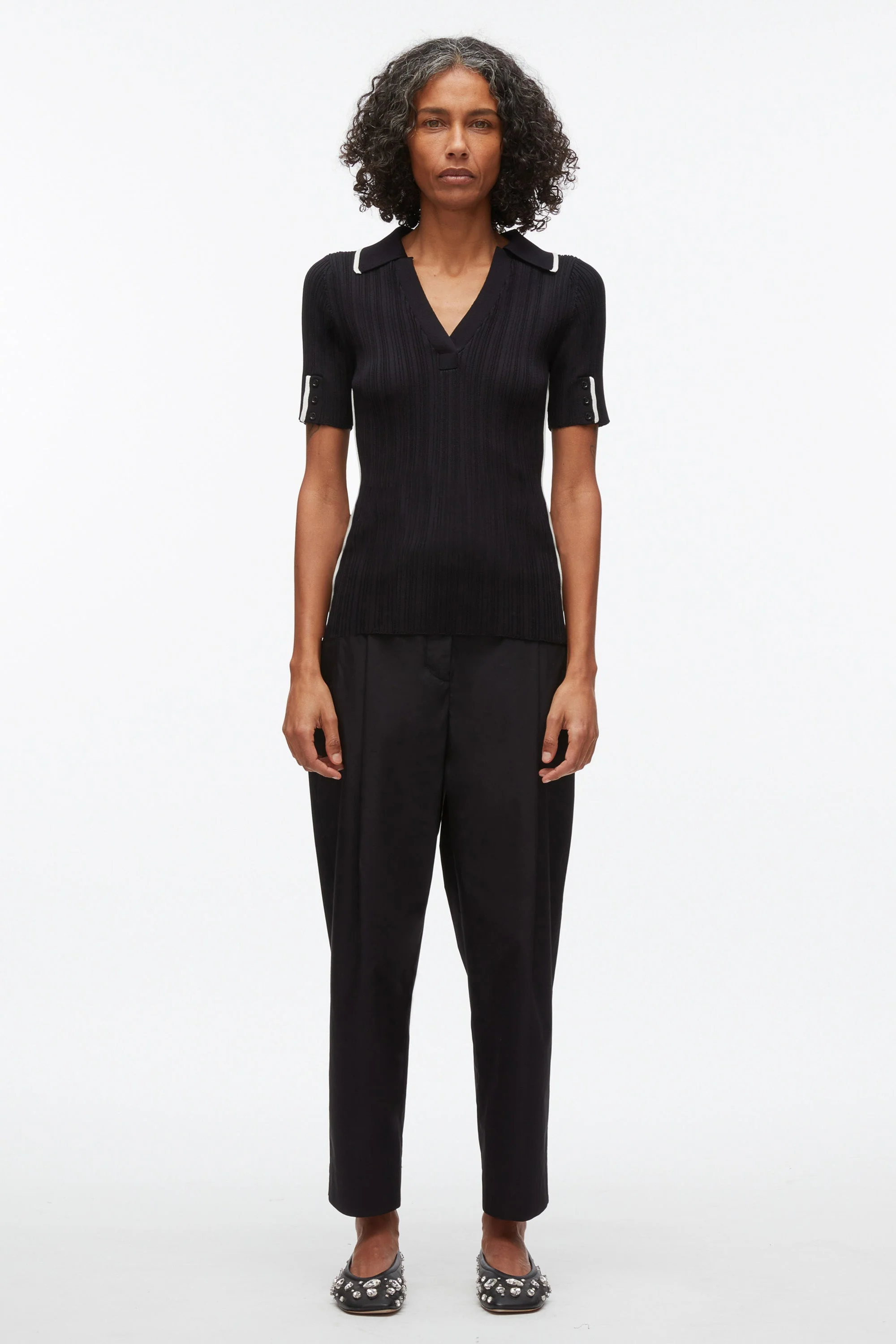 V-Neck Polo with Piping - Image 2