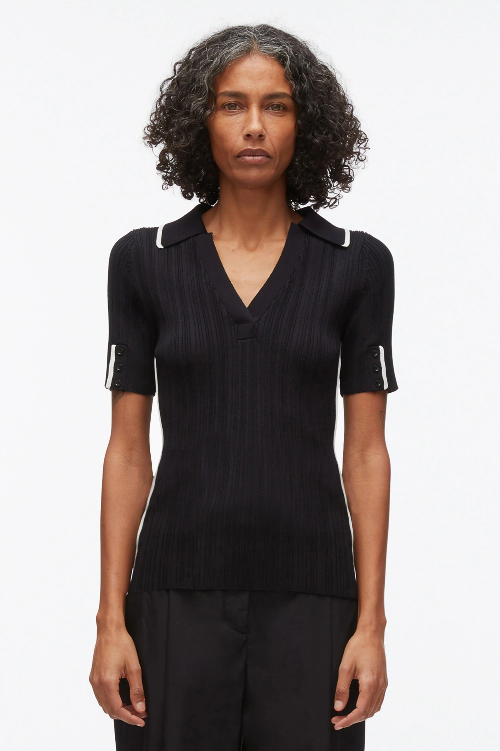 V-Neck Polo with Piping - Image 3